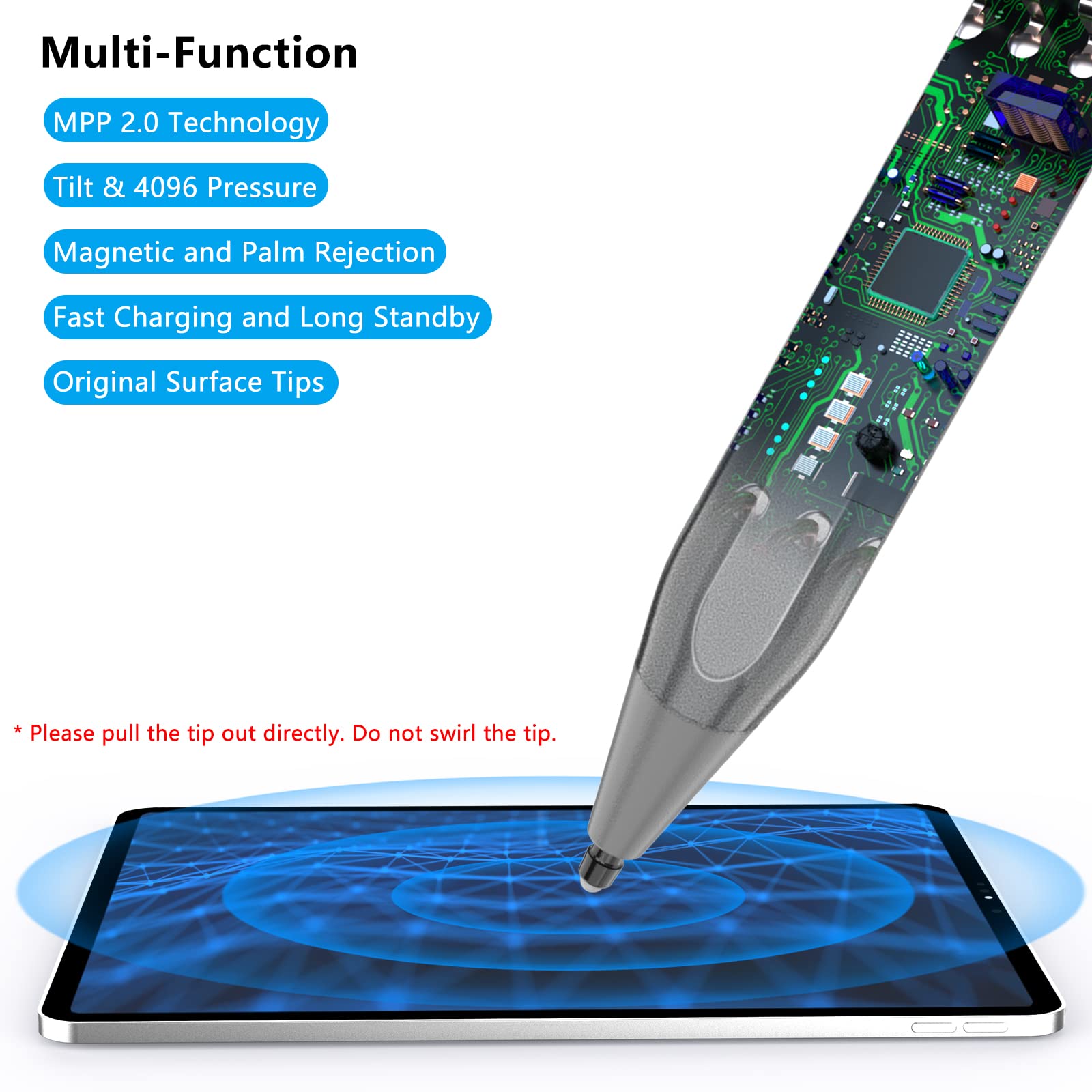 KOKABI Penna Stilo Magnetica Per Surface, 4096 Livelli Di Pressione, Compatibile Con Pro, Book, Laptop E Go