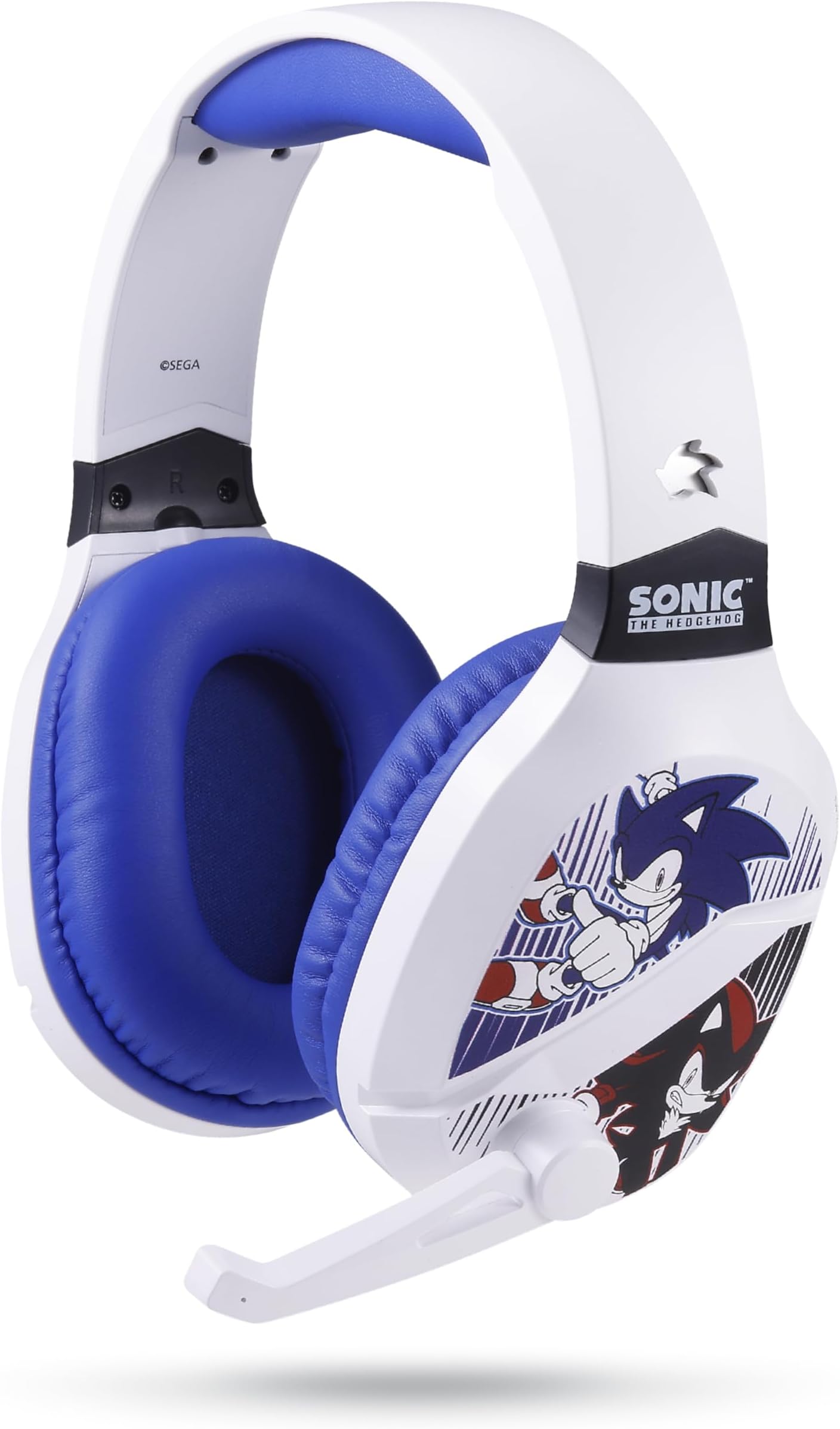 Sonic The Hedgehog Wireless Gaming Headset with Bluetooth, Low Latency, Cushioned Ear Cups, Boom Mic for PC, Phone, Gaming Headphones with Adjustable Microphone