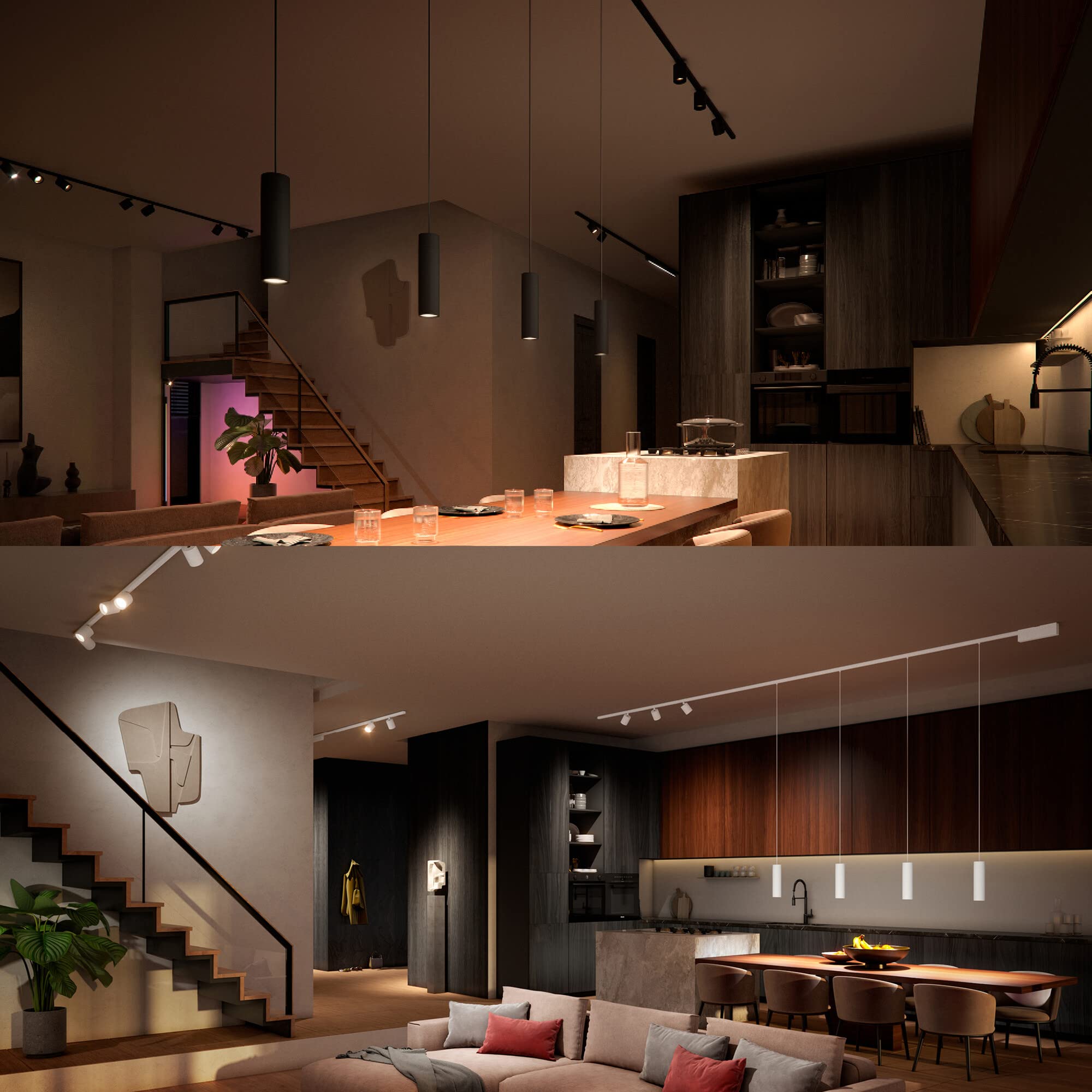 Philips Hue - Perifo Iluminación en carril Luz Blanca y de Colores - Set carril 271,5cm y 3 focos (negro) - Anclajes incluidos