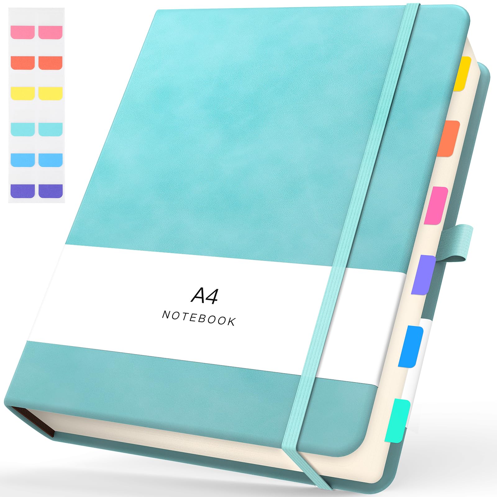 Yarotm A4 Plain Paper Notebook - 180 Sheets/ 360 Pages 100gsm Blank Paper A4 Note Book Pad - 21.6x28.5cm Hardcover PU Leather Notepad for Office Women Man Gift, Light Green