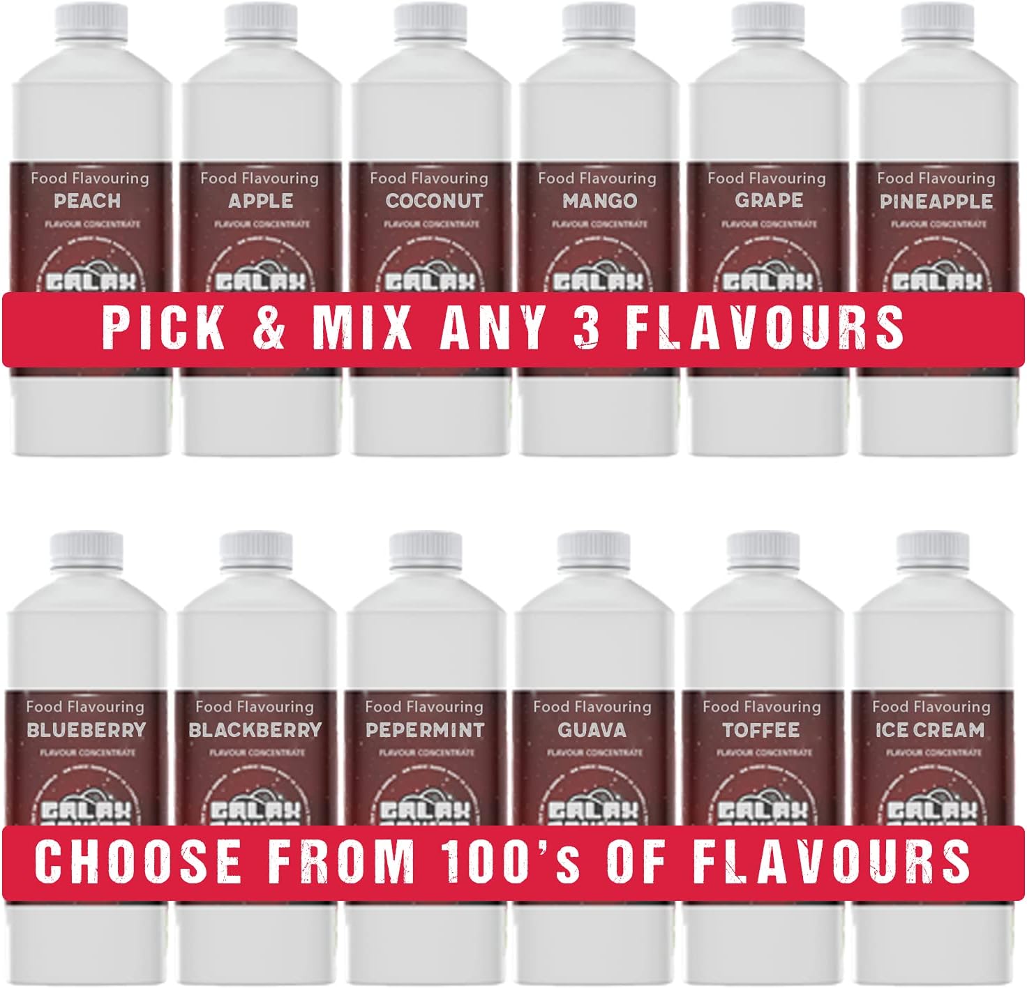 Food Flavouring Pick and Mix - Pick 3 x 10ml Fruit Food Flavourings and Essences - High Strength Concentrated Flavourings for Baking, Cooking & More - Made in UK.