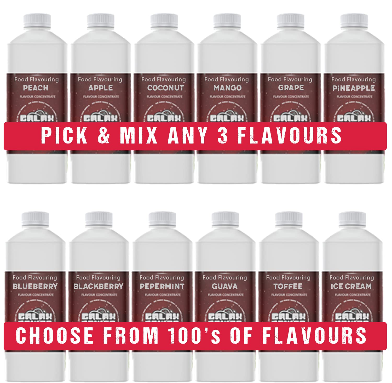 Food Flavouring Pick and Mix - Pick 3 x 10ml Fruit Food Flavourings and Essences - High Strength Concentrated Flavourings for Baking, Cooking & More - Made in UK.