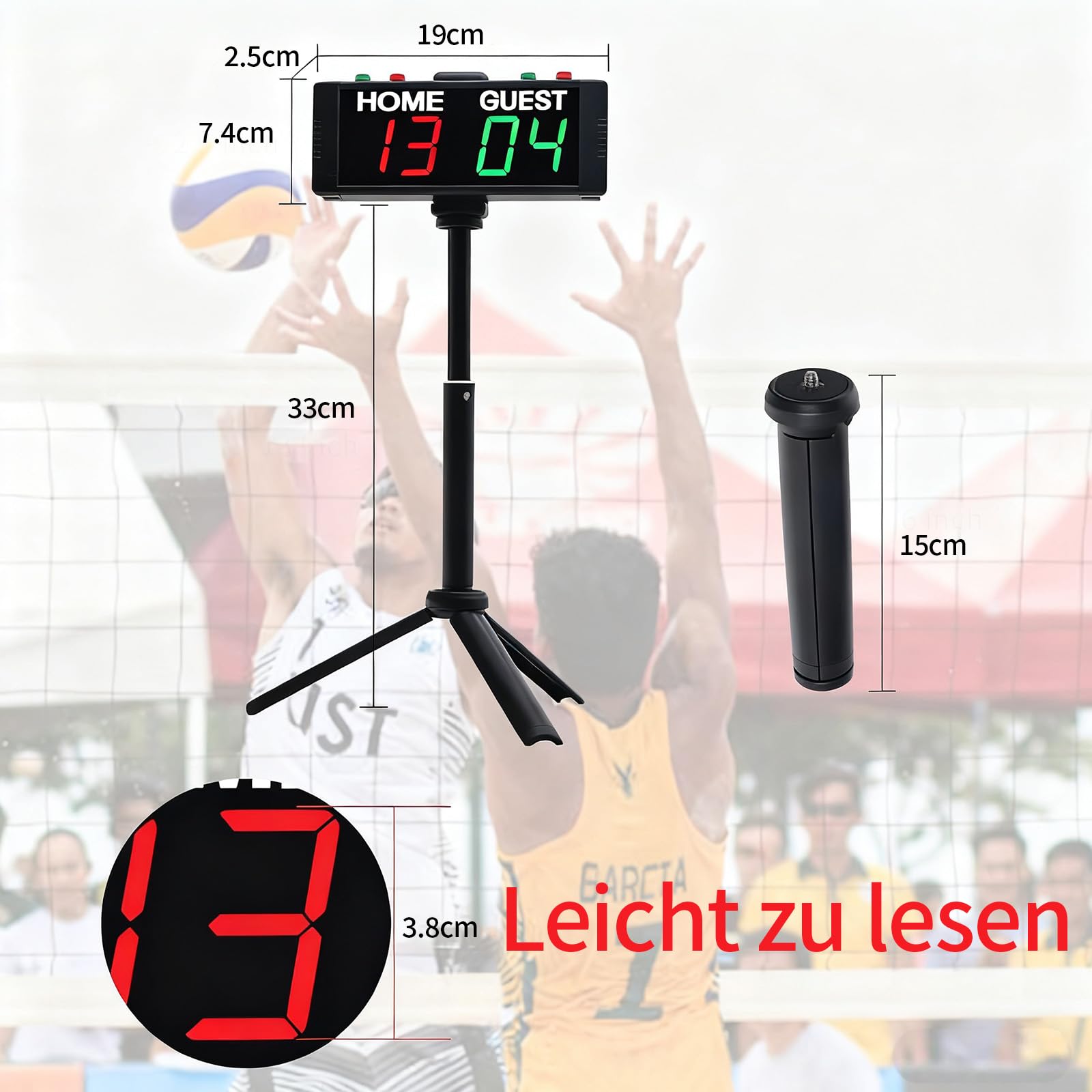 Anzeigetafel Elektronische, Digitale Scoreboard mit Tasten, Tragbare Punktezähler 1,5 Zoll LED Anzeigetafel für Cornhole, Badminton Indoor Outdoor Sports