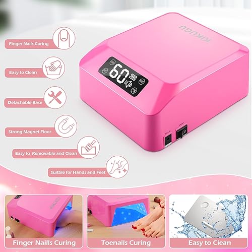 Miniatura 4 de Lámpara de uñas LED UV recargable de 78 W, secadora de uñas de gel inalámbrica con 4 ajustes de temporizador, lámpara profesional de secado rápido