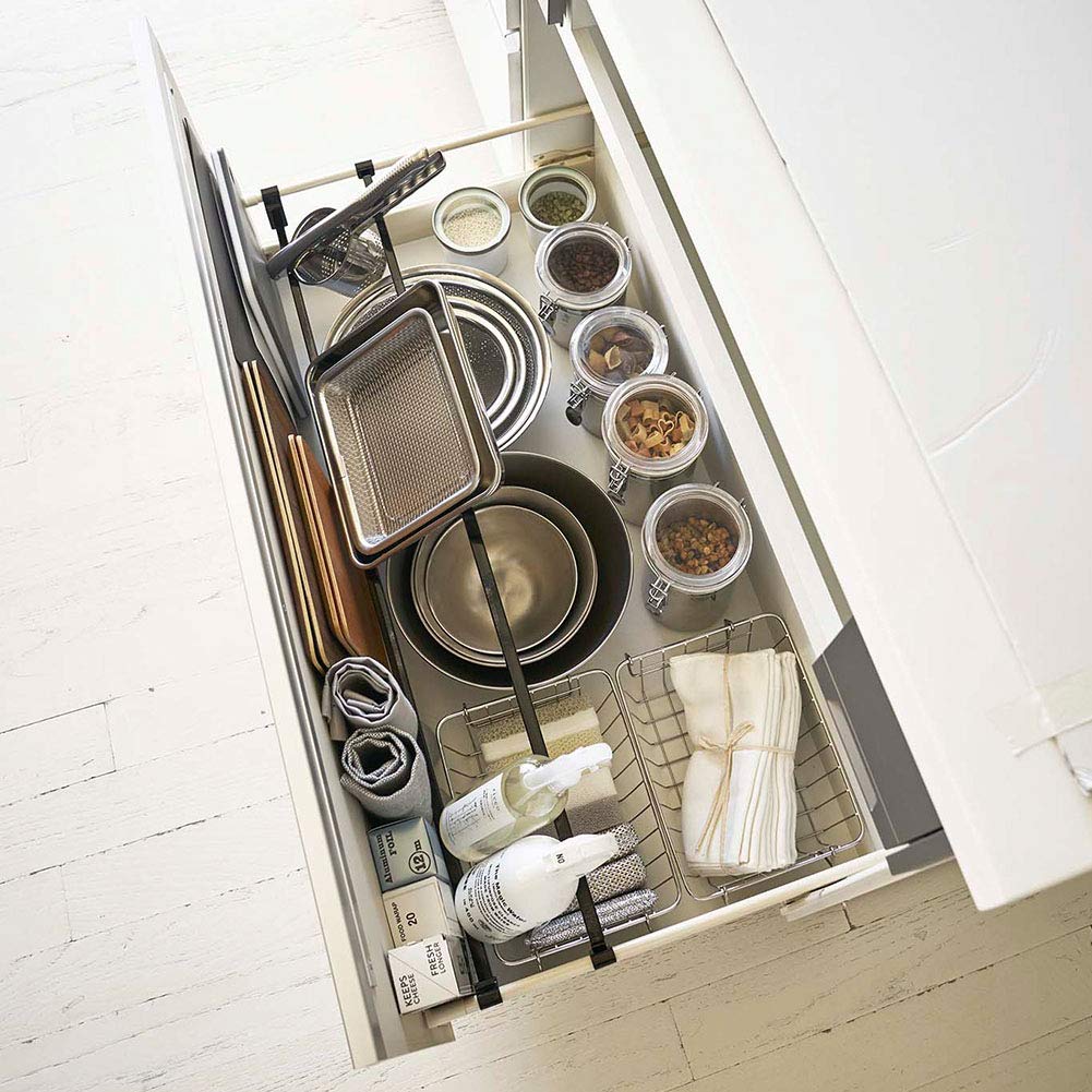 Amazon.co.jp: 山崎実業(Yamazaki) シンク下伸縮鍋蓋収納バーセット