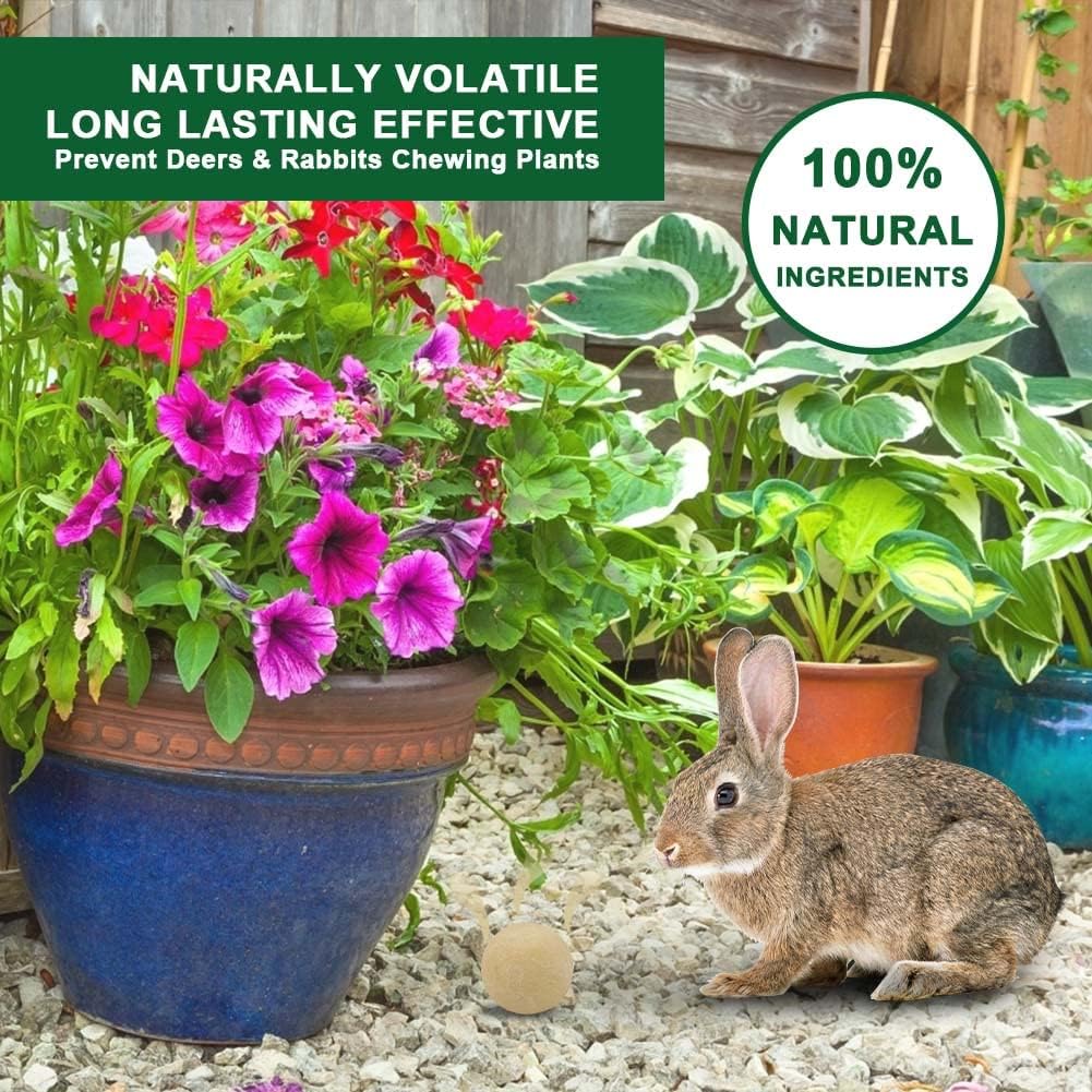 Deer Repellent, Deer & Rabbit Repellent for Plants, Deer Deterrent for Garden and Yard, Rabbit Repellant Outdoor, Keep Deers Away from Trees, Long-Lasting 2 Months Protection-12 Pack