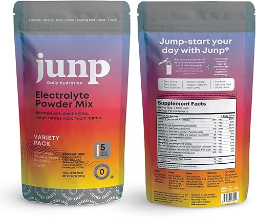Miniatura 8 de JUNP Paquetes de electrolitos en polvo sin azúcar para agua, paquetes de hidratación instantánea con sal y potasio, cero calorías, sin