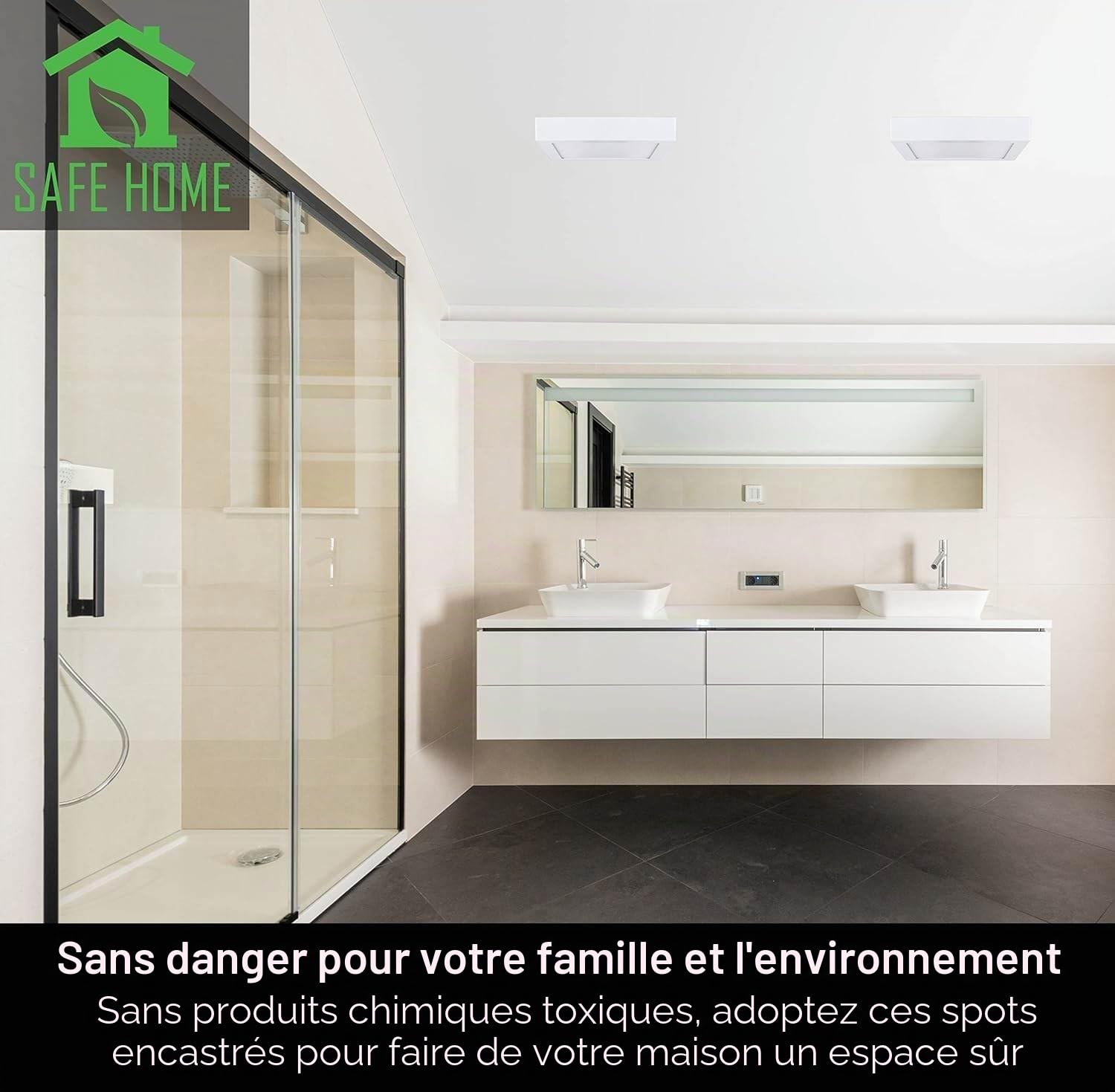 CLAR - Lot de 5 plafonniers LED carrés 20 W pour salle de bain, couloir