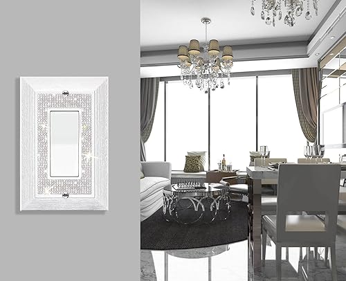 Miniatura 6 de Cubierta para interruptor de luz, bonitas cubiertas para placa de interruptor con purpurina 2023, diamantes de imitación plateados con textura