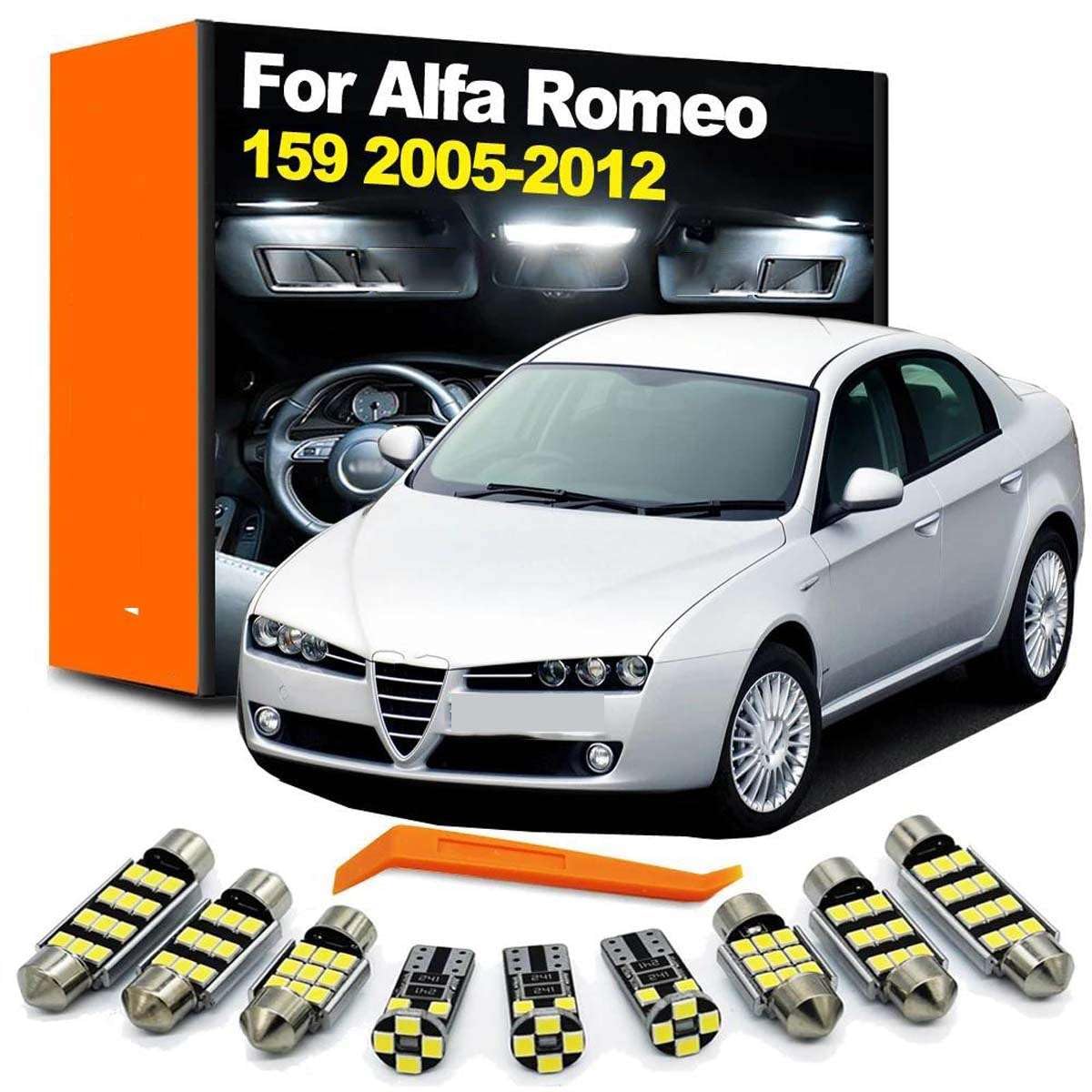Kit de 16 Luces LED Interiores para Techo, Lectura de mapas y Maletero, para Alfa Romeo 159 2005 2006 2007 2008 2009 2010 2011 2012. Accesorios.