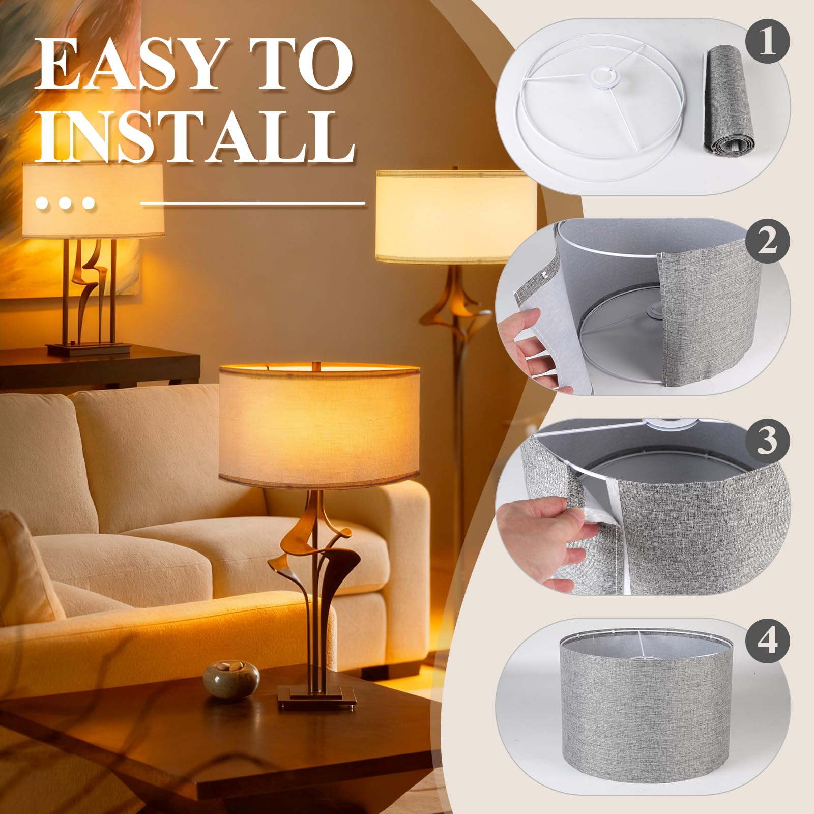 EFUTURETIME E14/E27 Paralume in Tessuto H20 X Ø 30cm, Paralume Cilindro Grande in Lino Naturale per Lampada da Terra, Comodino, Tavolo Plafoniera, Lampadari, Applique, Grigio