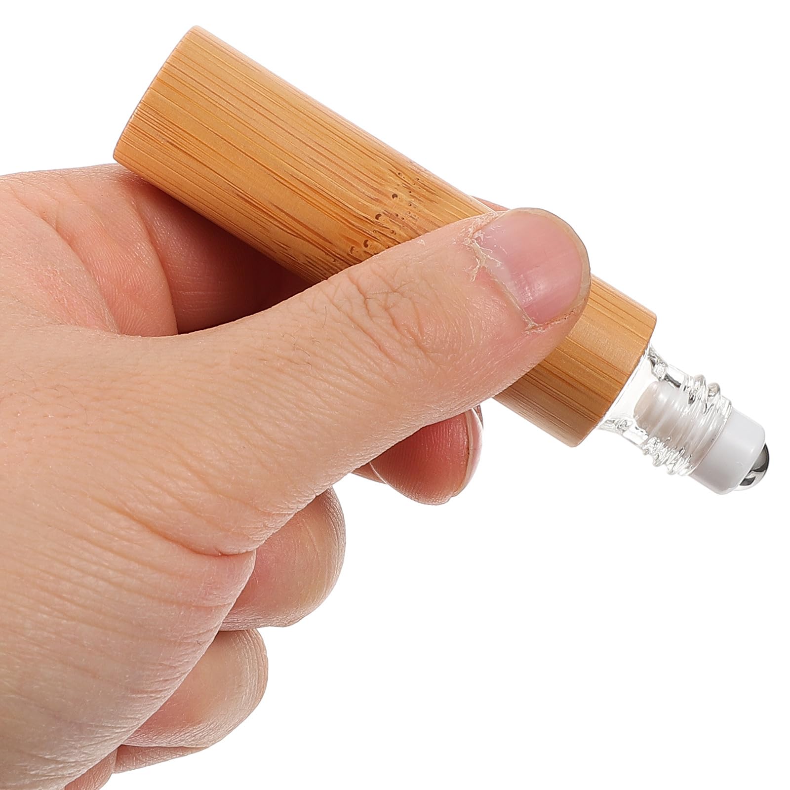 Botella Roll-on de Bambú y Vidrio 10 Ml, Envase Rellenable para Perfume y Aceites Esenciales, Botella de Viaje Compacta, Frasco Cosmético sin Logo, Recipiente Portátil