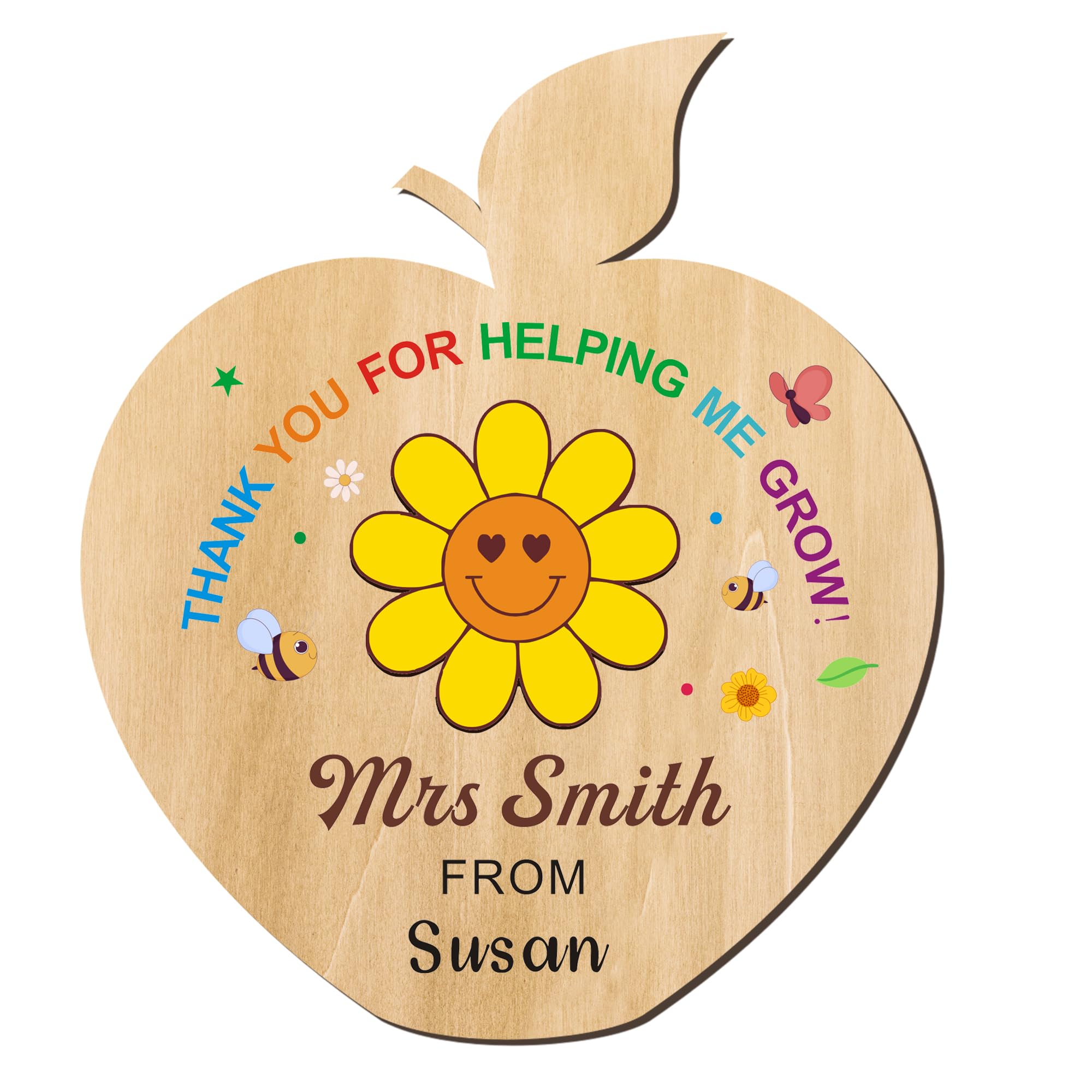 Personalised Teacher Gifts Thank You Gift Custom Wooden Fridge Magnets Gifts with Any Name Thank You Teacher Gifts Best Teacher Gifts for Women Men Tutor Teacher Assistant(Apple, Design 2)