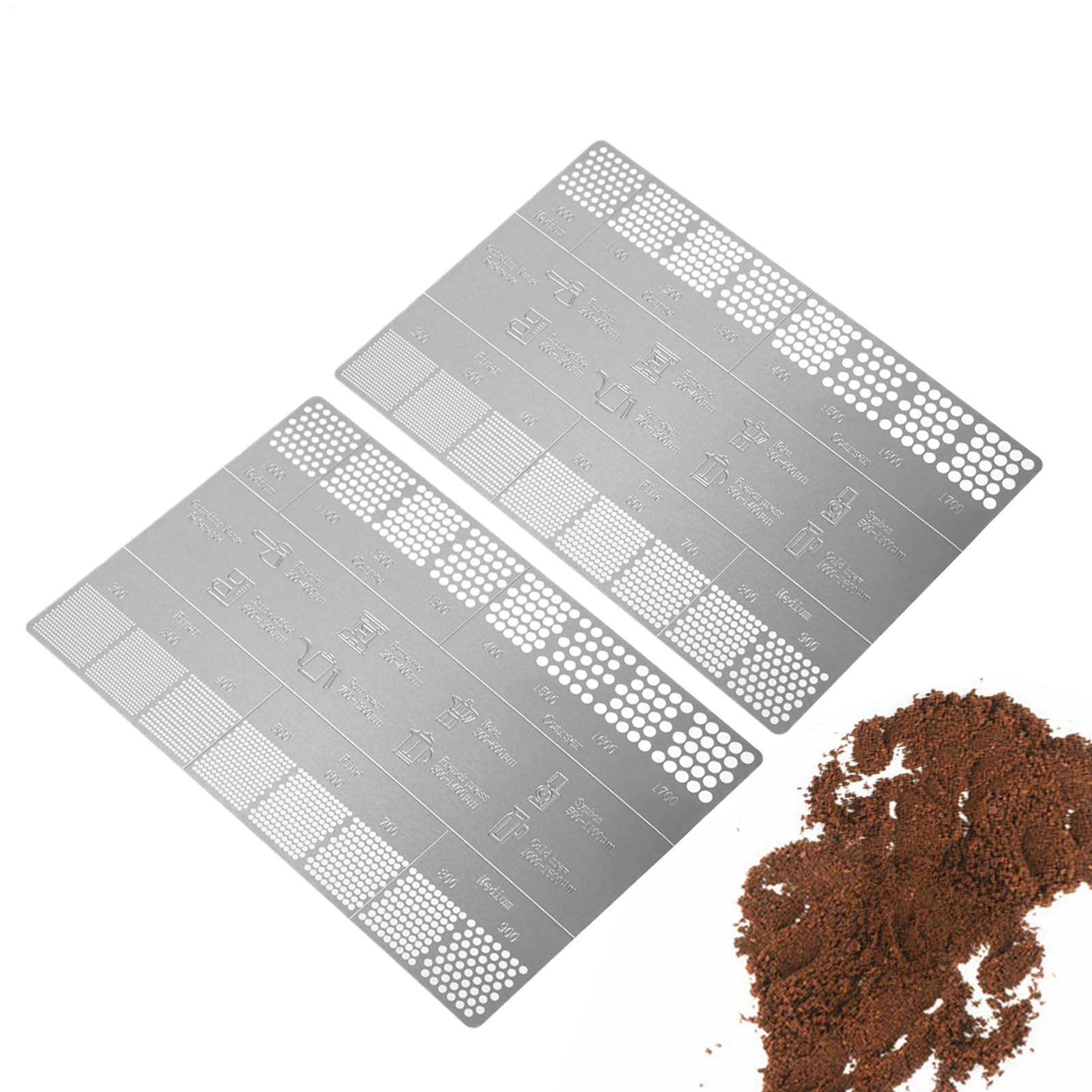 Guide de mesure des grains de café et règle de grossièreté pour mouture maison