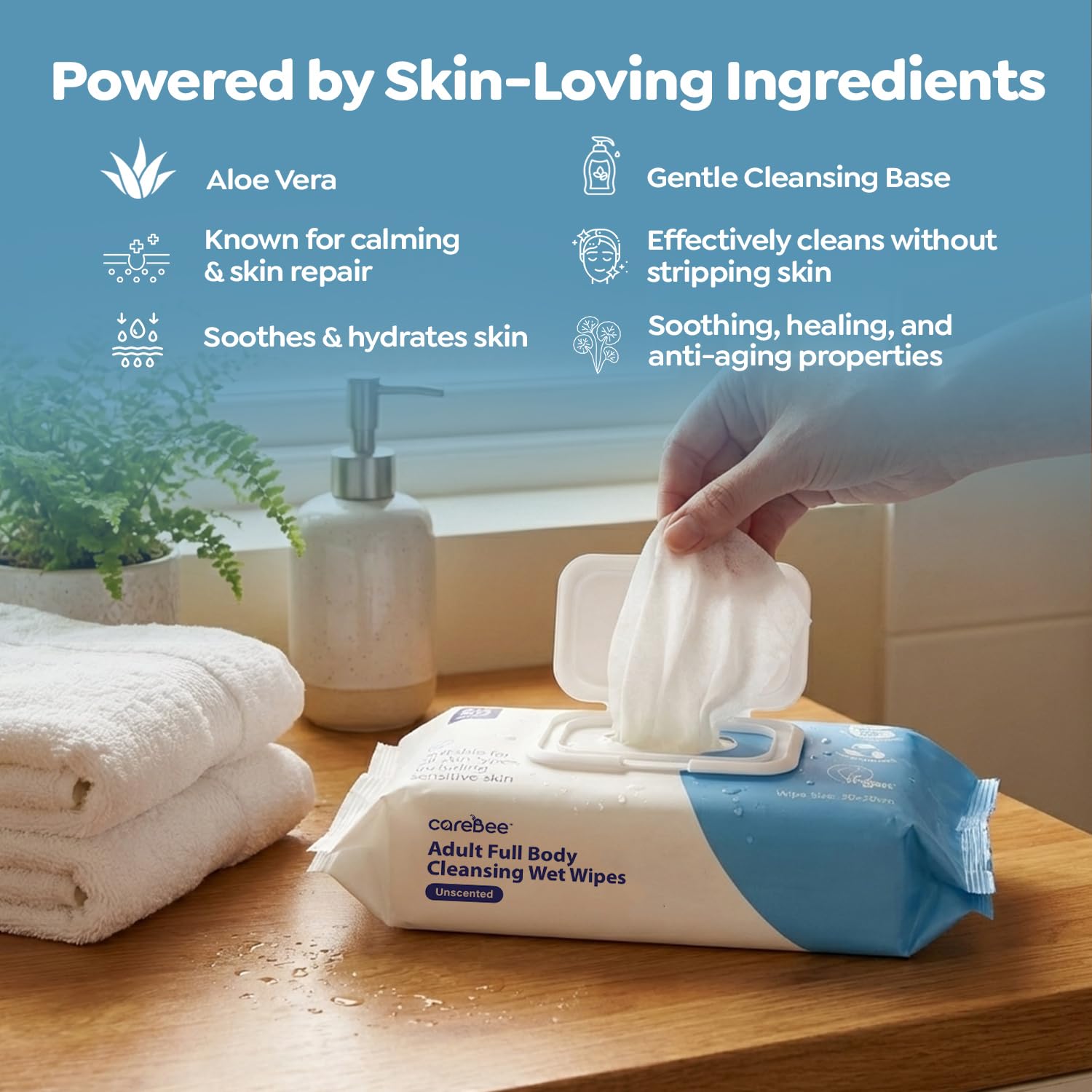 Salviette per il corpo per adulti, prive di plastica, a base vegetale, certificate FSC, biodegradabili e vegane, salviette detergenti dermatologicamente testate per freschezza e igiene