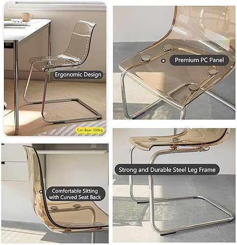 Miniatura 5 de Silla de comedor con respaldo transparente para el hogar, silla de acrílico de ocio de diseño minimalista, con respaldo de silla de acrílico