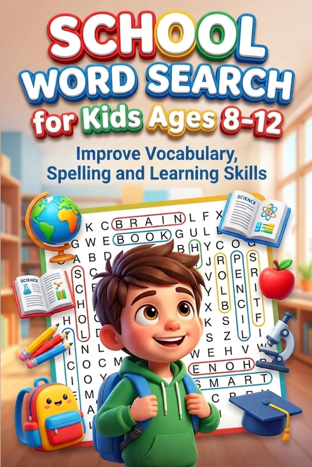 School Word Search for Kids Ages 8–12: Fun Puzzles to Improve Vocabulary, Spelling and Learning Skills (SMART WORD SEARCH FOR KIDS)