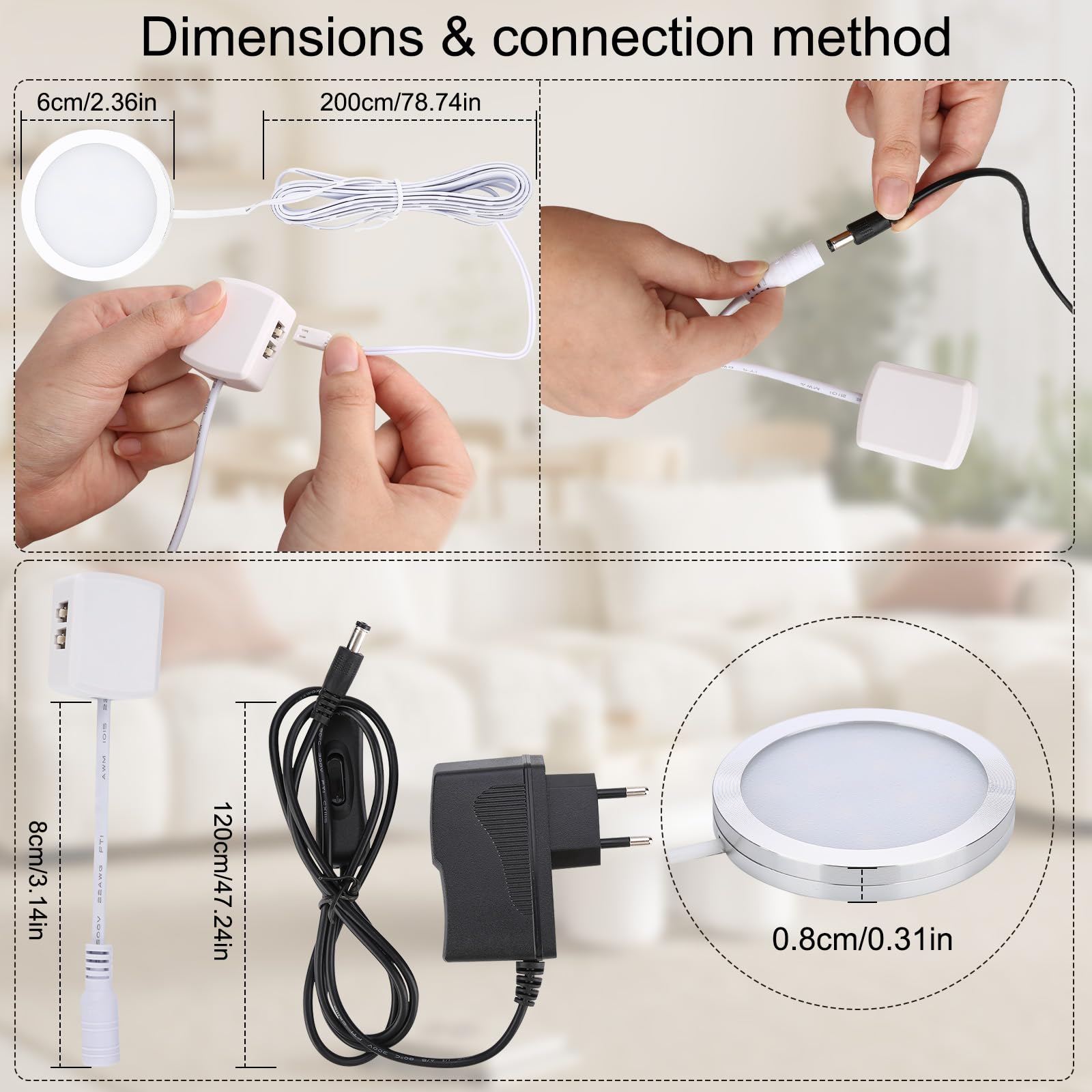6 Luci LED Armadio Con Telecomando - 13 Colori, Luminosità Regolabile, Timer, Con Adesivi - Foto 8