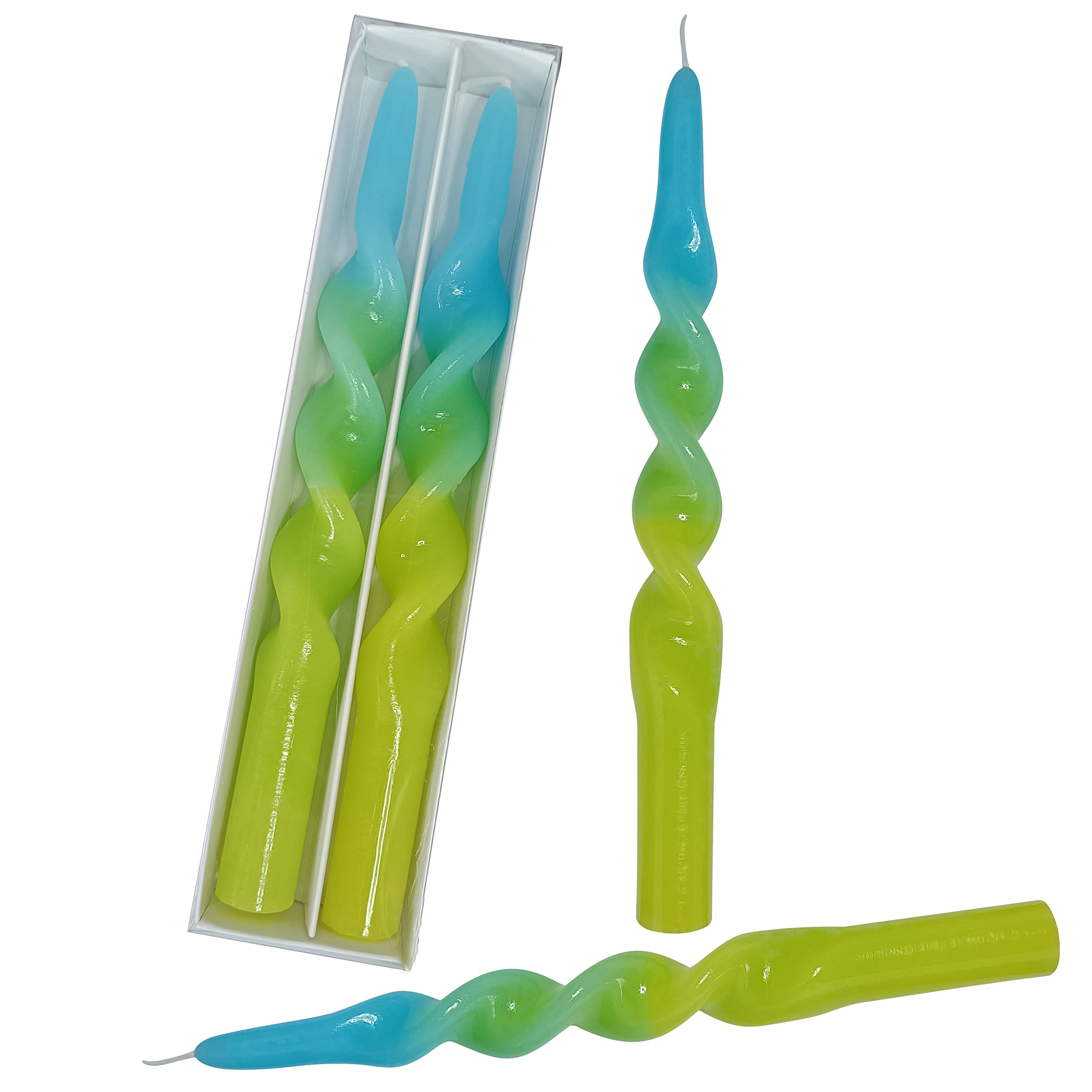 Juego de velas cónicas en espiral de 10 pulgadas, 2 colores hechos a mano, sin goteo, para boda, celebración, aniversario, Navidad, iglesia