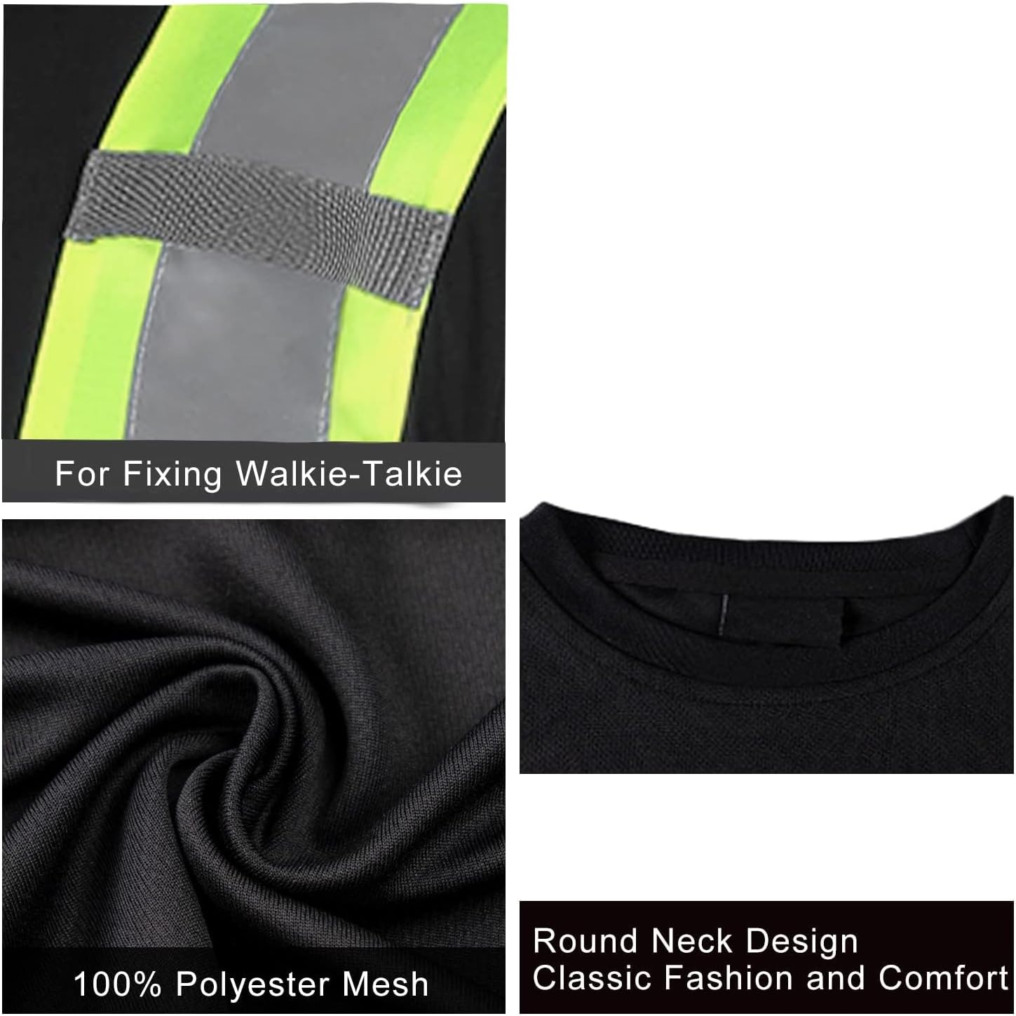 FONIRRA High Visibility Shirts for Men 3 Pack Reflective ANSI Class Hi Vis Safety Construction Work T Shirt Long Sleeves - Image 3