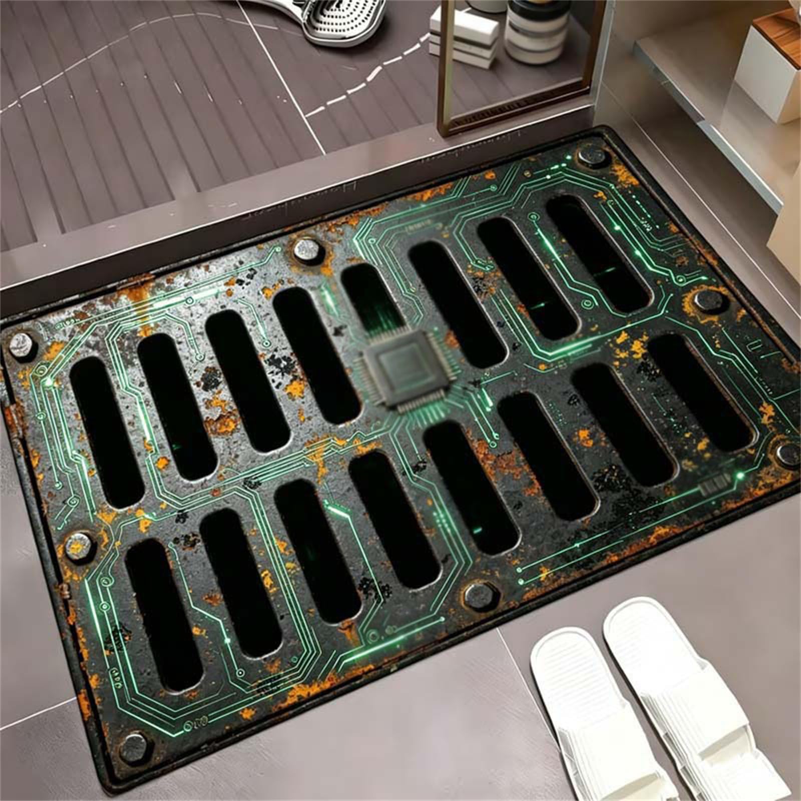 GAENZA Paillasson 3D À Effet D'illusion D'optique, Tapis Antidérapant