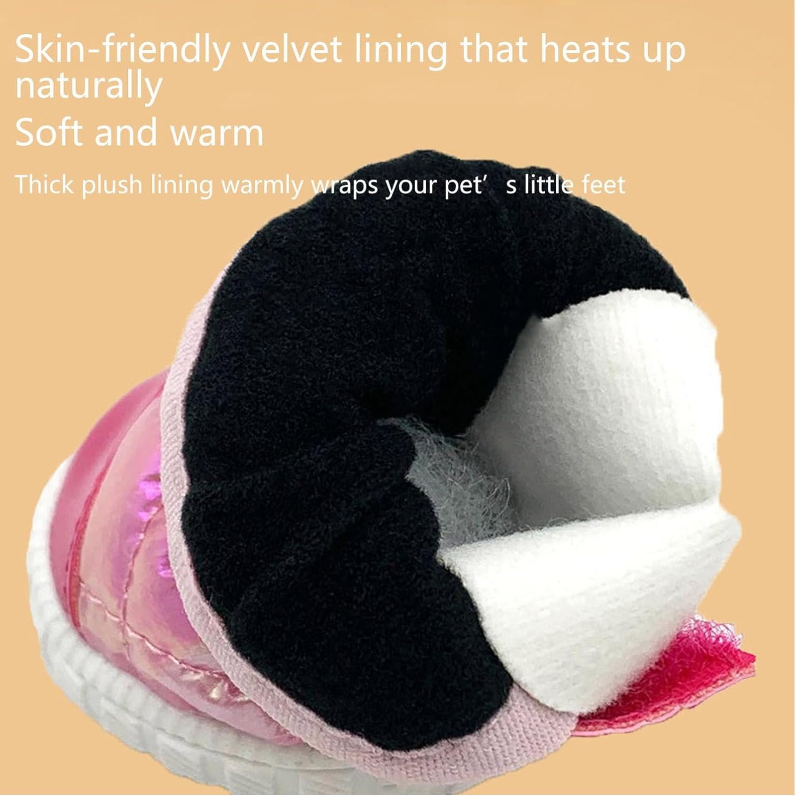 wasserdichte Schuhe Für Kleine Und Mittelgroße Hunde, Winter-Hundeschuhe Und Pfotenschutz Mit Rutschfester Sohle Für Schnee, Heißen Asphalt Und Spaziergänge Im Freien,Rosa,M