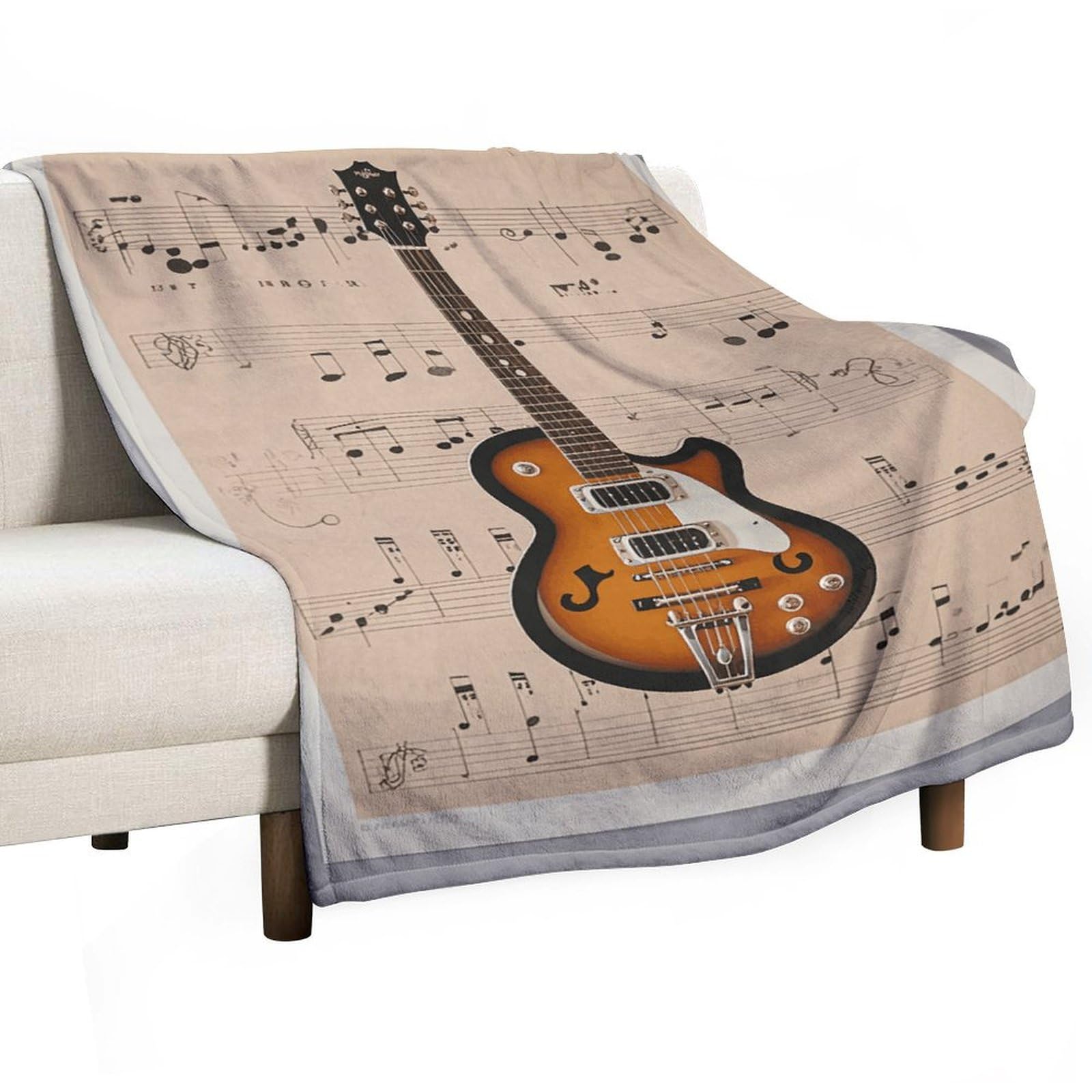 Couverture flanelle musique guitare plaid lit et canapé voyage portable
