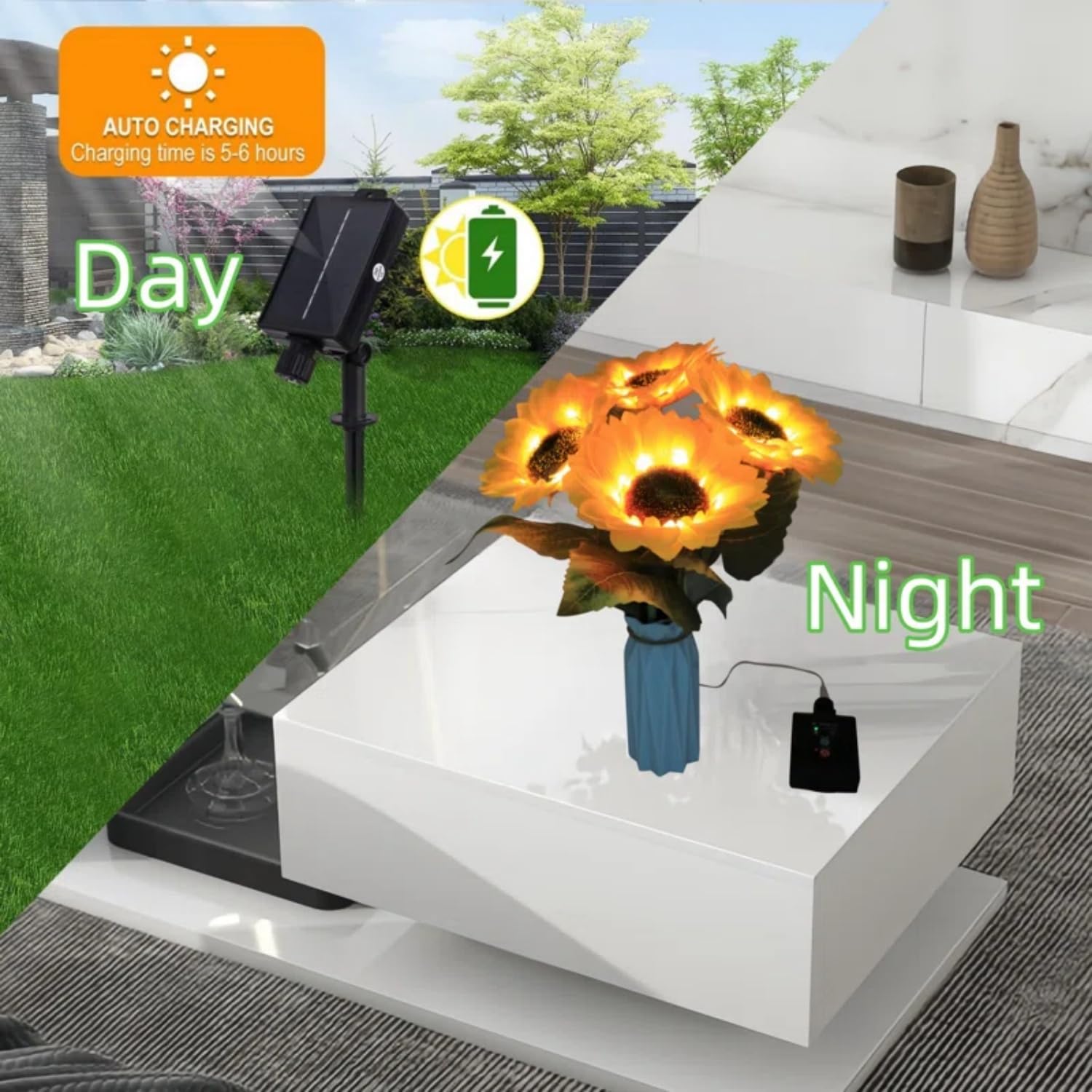 Luci solari da giardino per esterni e interni, confezione da 4 luci a girasole con telecomando, 8 modalità, decorazione per casa, giardino, regalo per mamma, donne, nonna, compleanno, patio, cortile