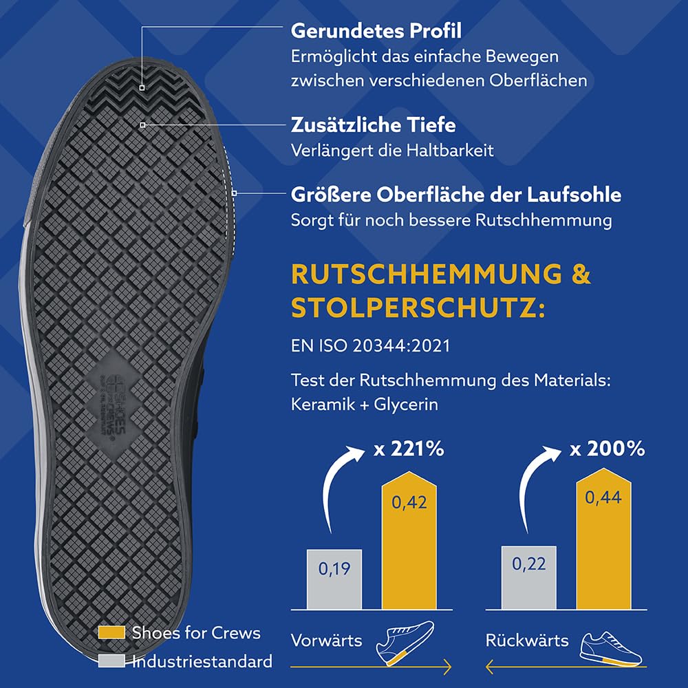 Shoes for Crews Unisex Arbeits-Sneaker – Bequeme, leichte, Wasserabweisende und Rutschhemmende Arbeitsschuhe, ideal für Männer und Frauen in Gastronomie Küchen, für Kellner und Koch – Delray