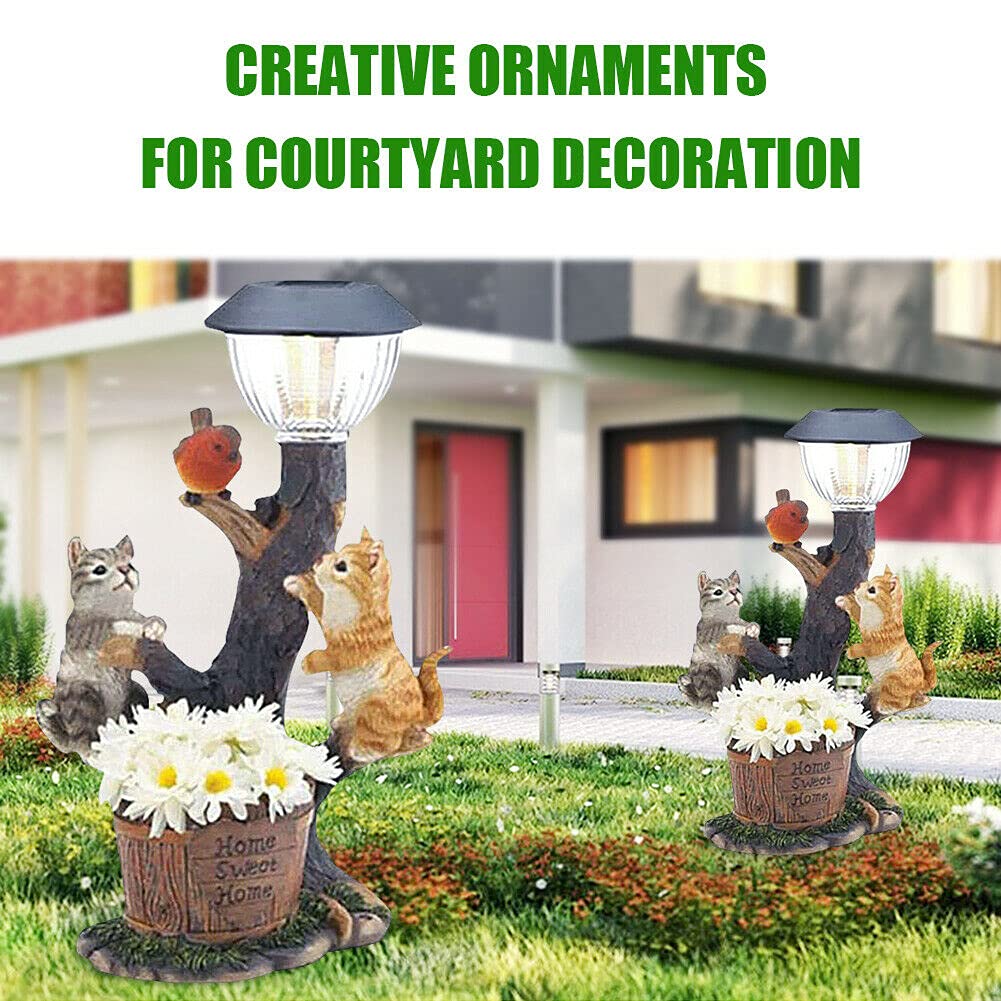 Tuzsocr Lampes Solaires LED Animaux Mignons - Figurine Chien En Résine, Décoration Jardin Extérieur Imperméable, Lampe Pelouse Lapin Chat Chiot