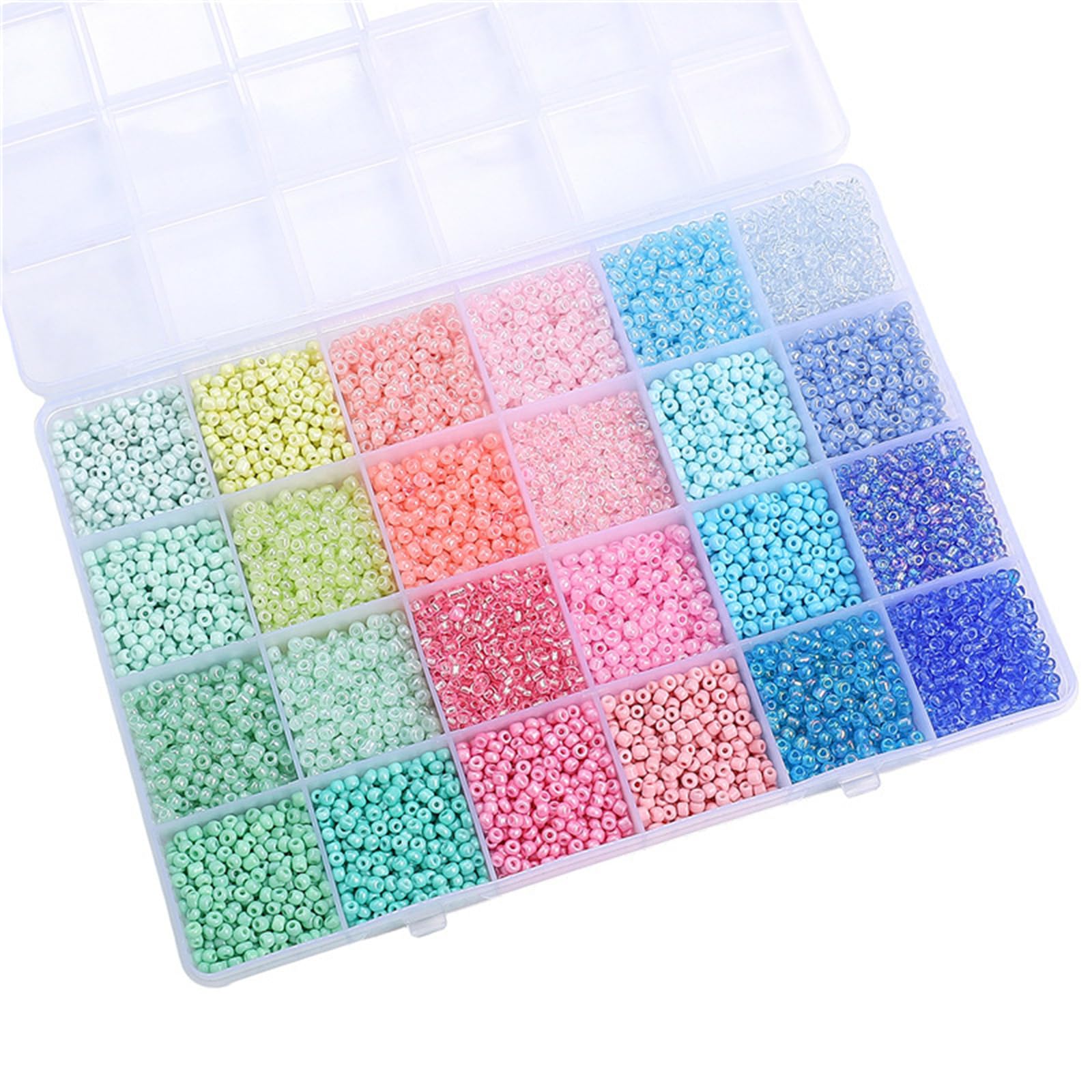 Tsophreniq Assorted Glass Beads Collection in 24 Compartment Storage Box for Craft Enthusiasts and Artistics Resin Beads Accessories Set