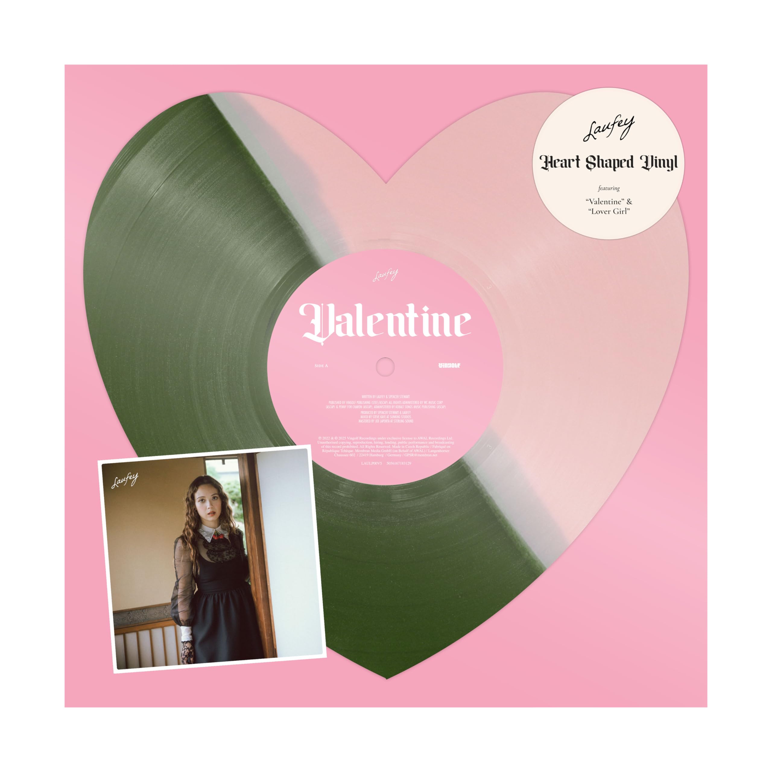 Laufey Valentine Heart-Shaped Strawberry Matcha Vinyl LP (Photo