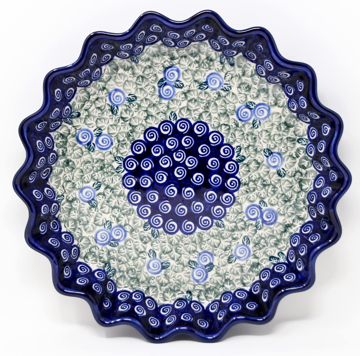 Polish Pottery Quiche Dish/Scalloped Pie 10.25