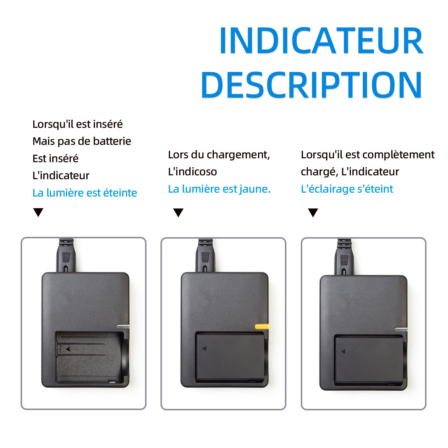 LP-E5 Chargeur de Batterie LC-E5 LC-E5E Compatible avec Canon EOS 1000D, EOS 450D, EOS 500D, EOS Kiss F, EOS Kiss X2, EOS Kiss X3, EOS Rebel T1i, EOS Rebel XS, EOS Rebel Xsi