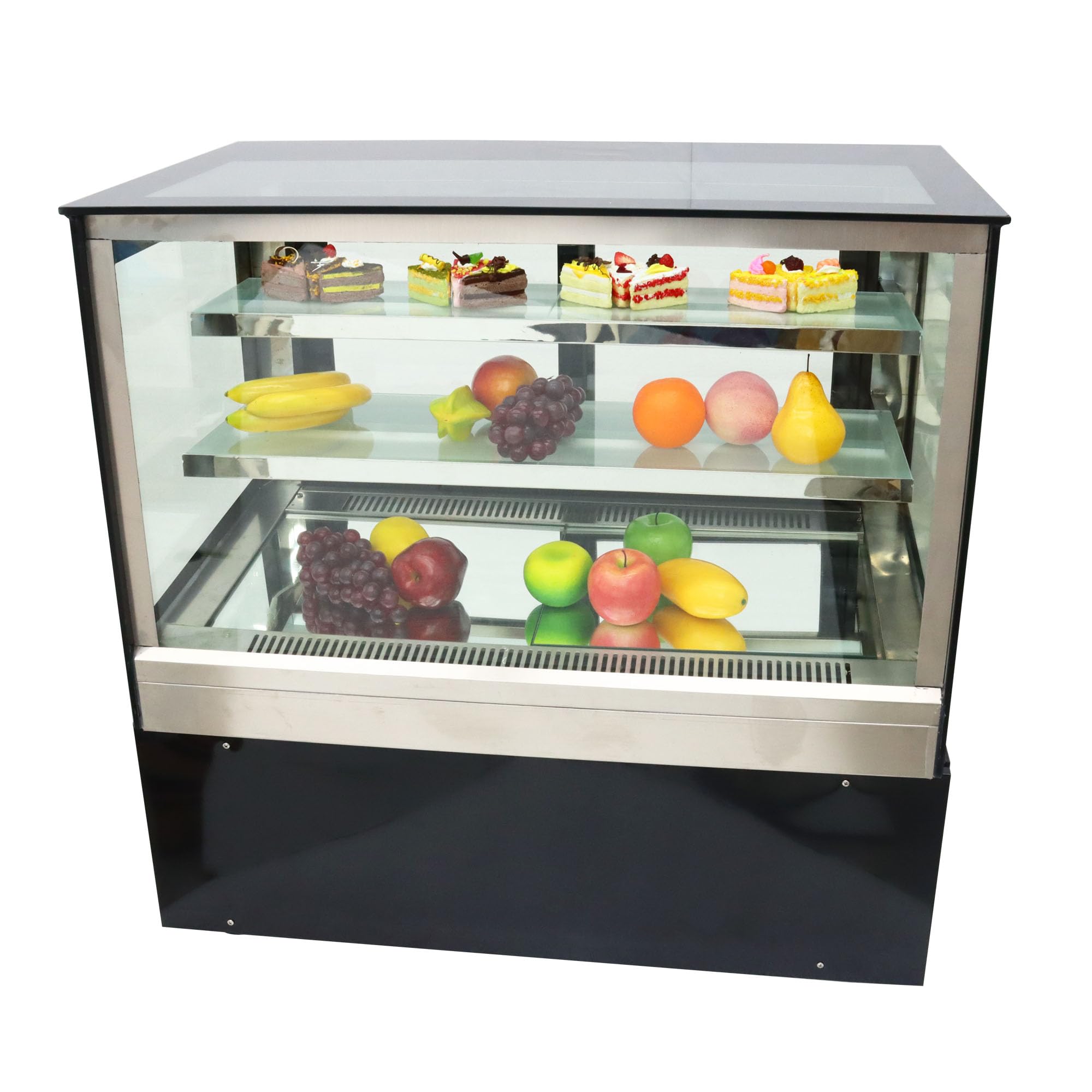 HQHAOTWU Countertop Cake Refrigerated Display Commercial Right Angle Cooling Display Cabinet for Fruit Cake Bakery Cookies Showing Case with White LED Light 220V