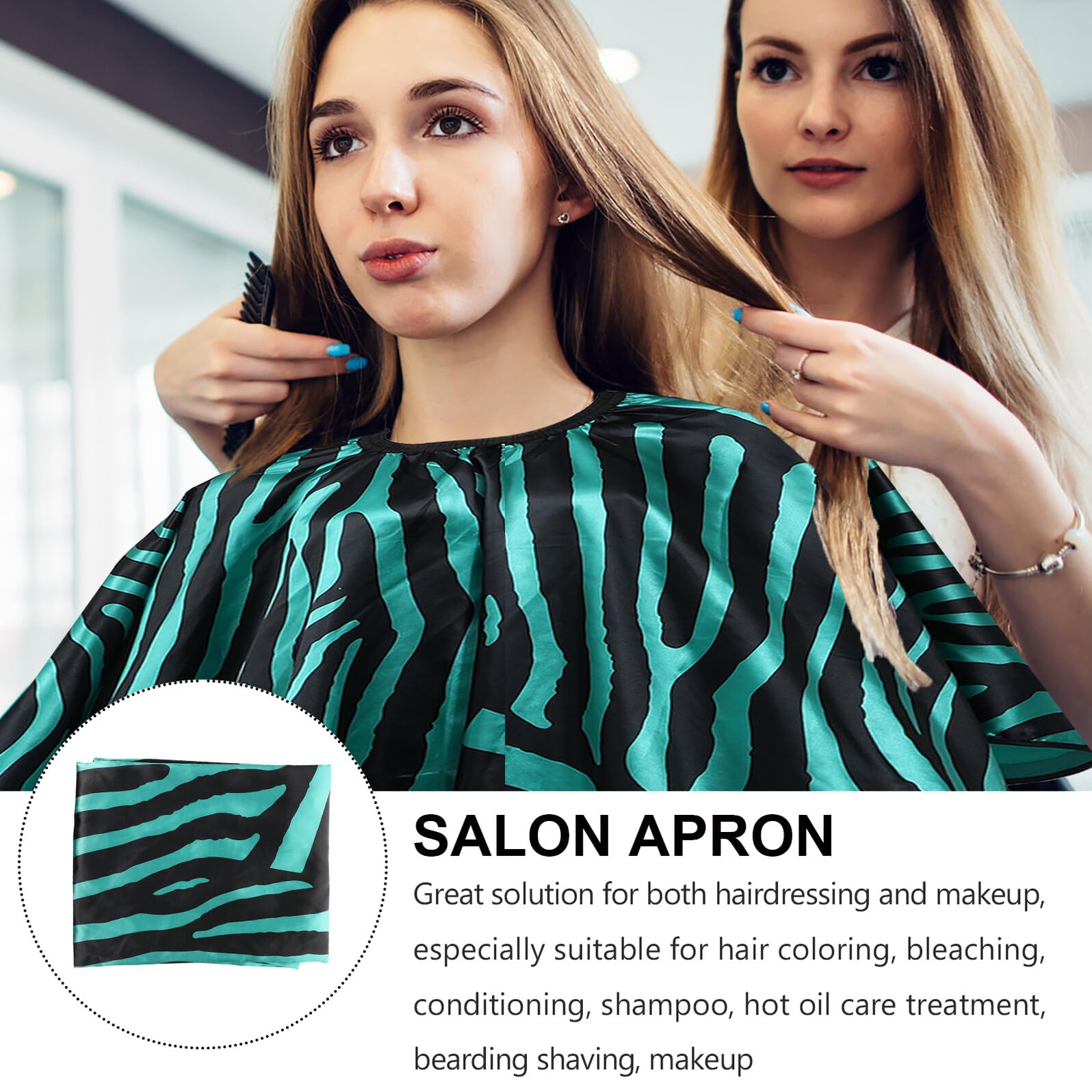 TOPBATHY Capa de Satén para Peluquería Cuello Ajustable, Color Verde, Mantiene la Ropa Seca y Limpia para Cortes Profesionales en Salón