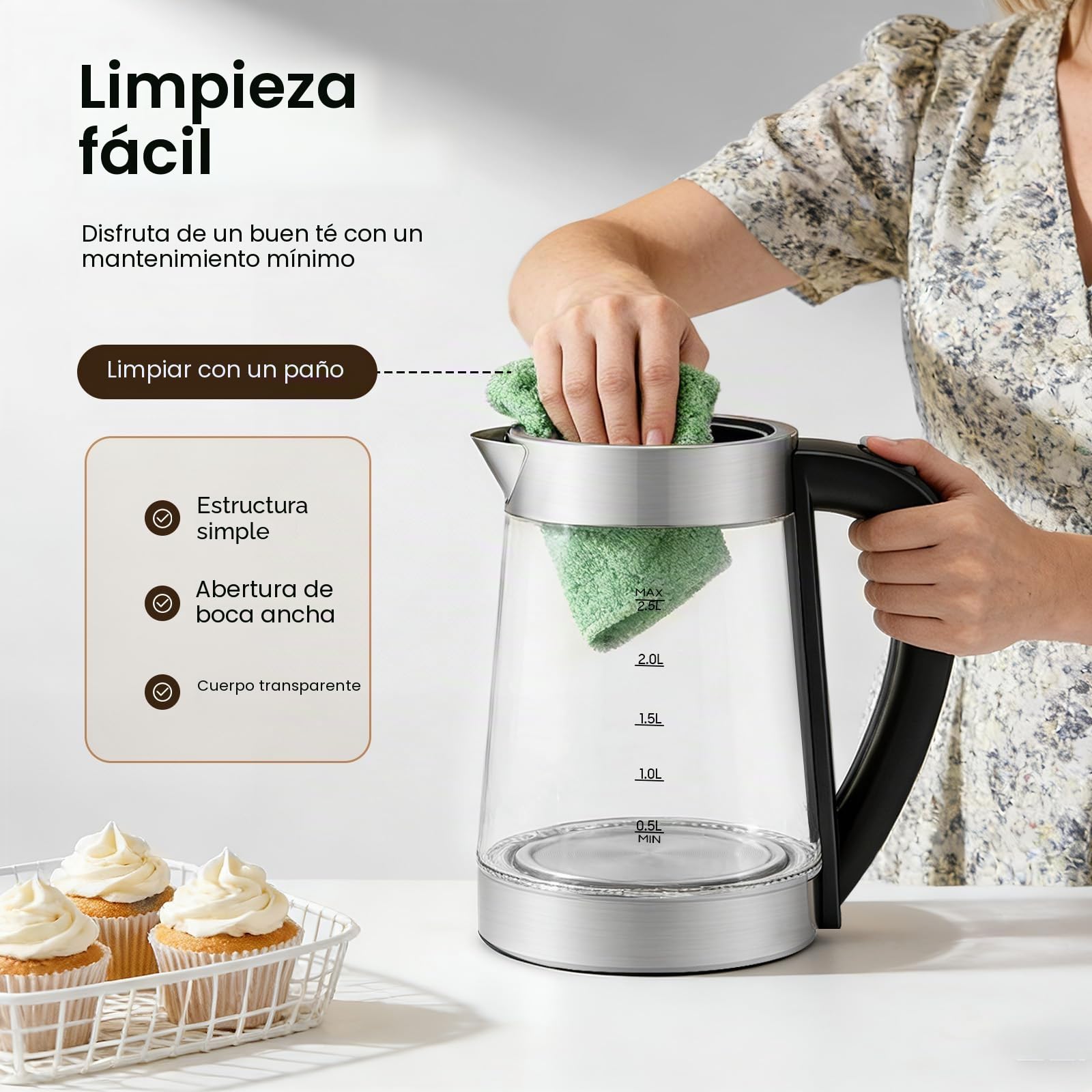 Hervidor eléctrico, tetera turca de 1500 W, hervidor eléctrico y tetera, 1 l + 2,5 l de capacidad, ideal para cocina y familia