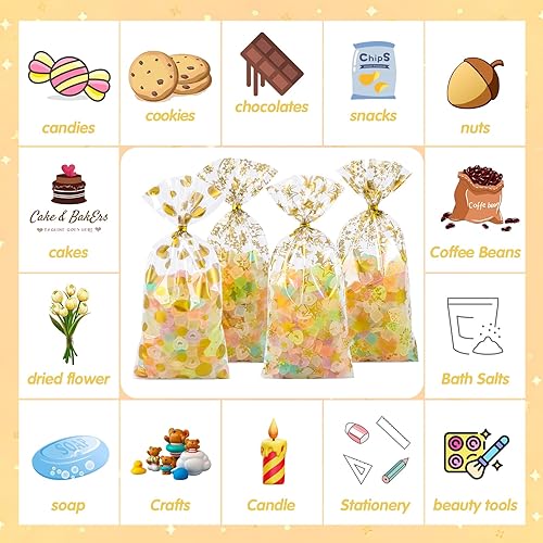 Miniatura 8 de COQOFA 100 bolsas de regalo mixtas de celofán de 5 x 11 pulgadas, bolsas de regalo de fiesta, bolsas transparentes para galletas, bolsas de plástico