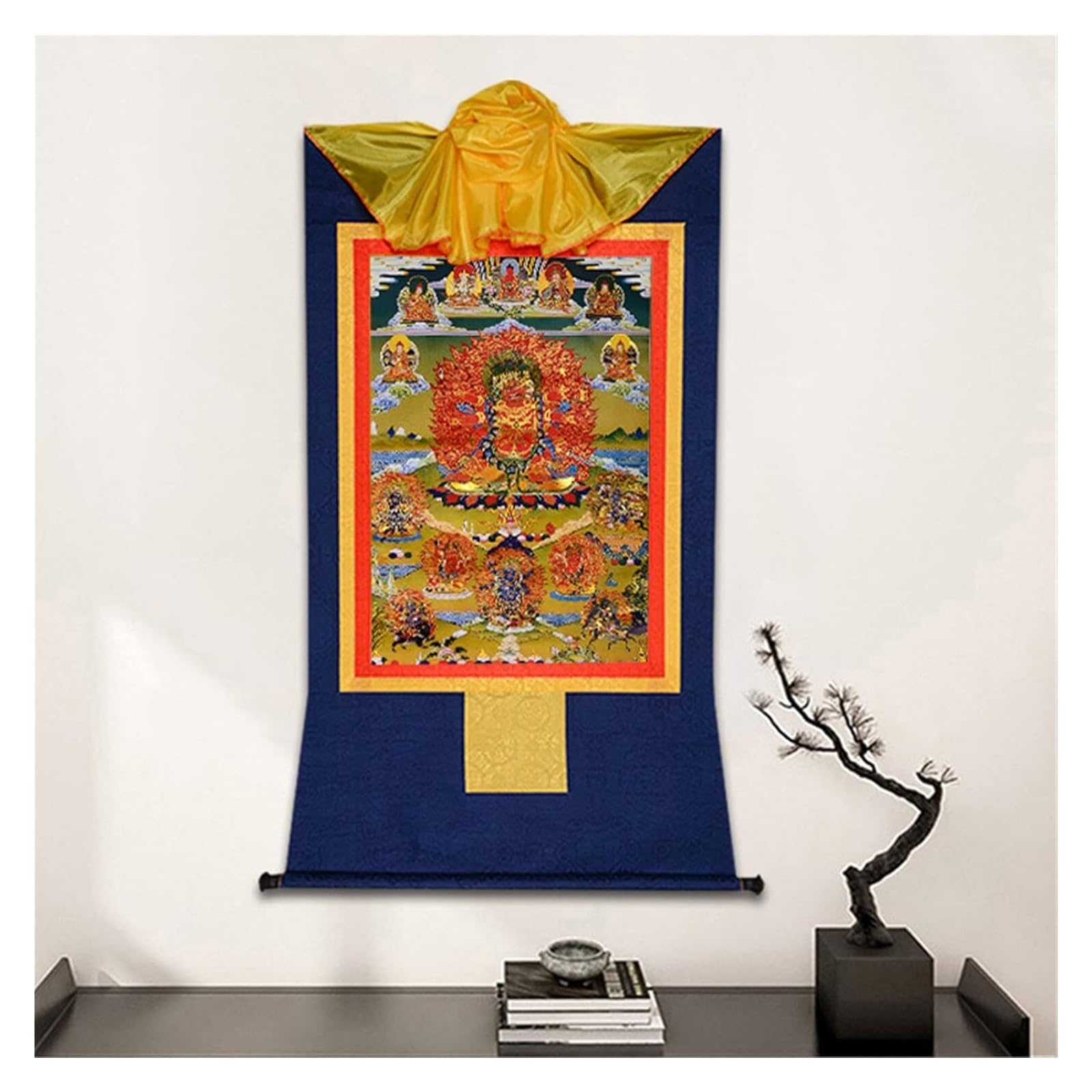 Thangka-Gemälde, tibetisches Thangka, Thangka-Gemälde, buddhistischer Wandteppich, Hayagriva (Yaksha-Begleiter, Weisheitskönig), tibetische Thangka-Malkunst, buddhistischer Thangka-Brokat, Buddha-Wand