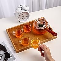 Vista 3 de WHJY Tetera de vidrio con infusor para té suelto, pequeña tetera mágica transparente para estufa, tetera japonesa transparente con mango de madera