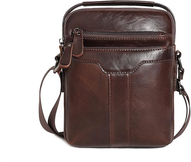 UBORSE Mens Shoulder Bag Leather Messenger Casual Vintage Crossbody Pack Handbag for Business Travel Hiking Daily Use