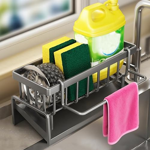 Wall Mounted Kitchen Storage Rack with Over Sink Shelf Design,