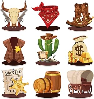 Namalu 18 Pieces Western Cowboy Centerpiece for Birthday Party West Tables Decorations Western Theme Table Centerpieces for Cowboy Party Decorations Birthday Baby Shower