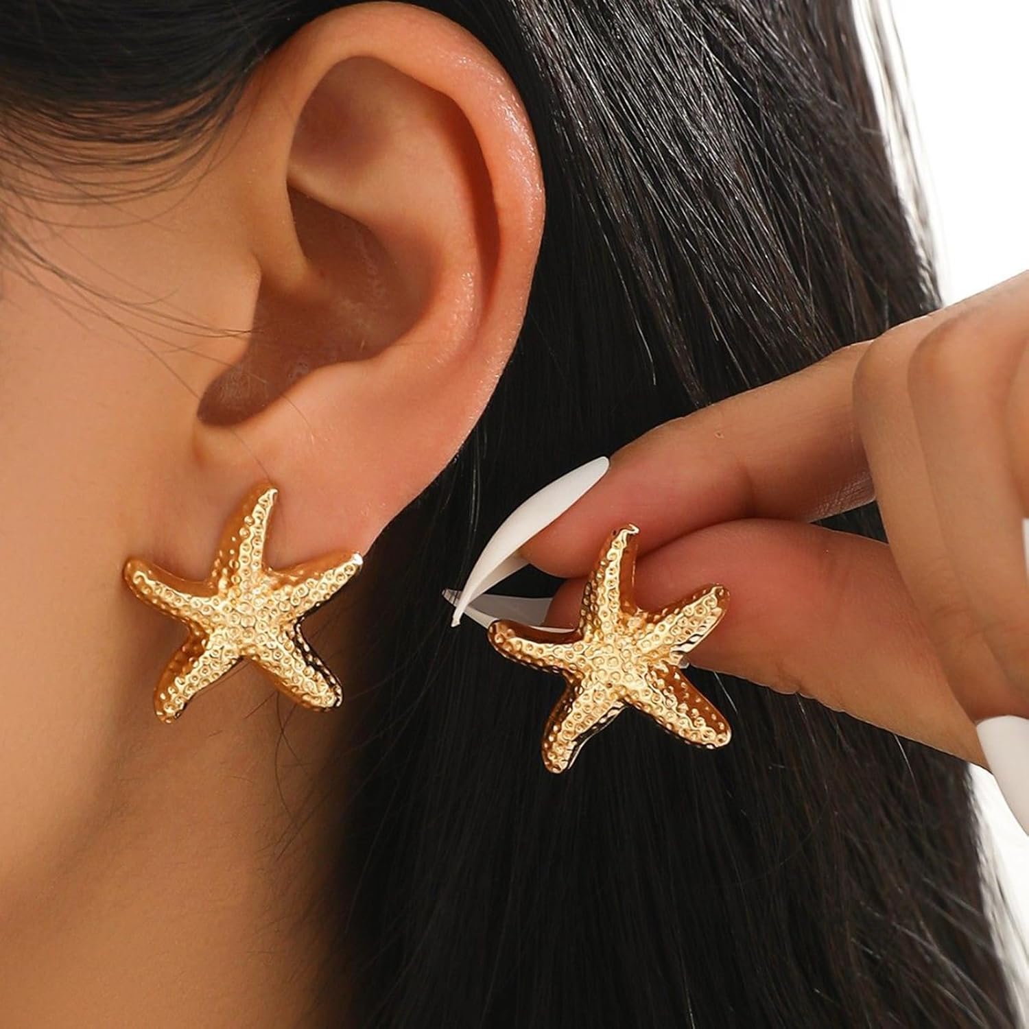 Starfish Earrings for Women Gold Summer Beach Starfish Earrings Boho Chunky Statement Seashell Stud Earring Dainty Beachy Shell Earring Fashion Vacation Jewelry - Image 7