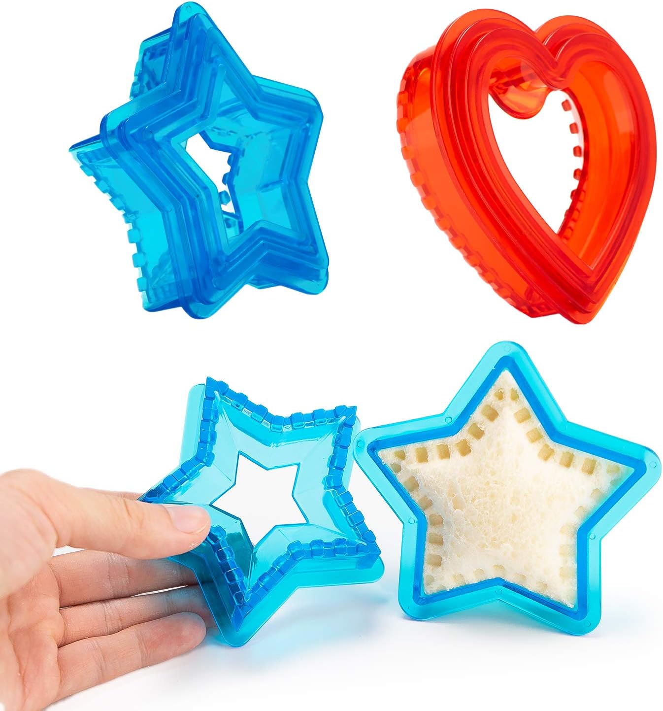 Sandwich Cutter and Sealer for Kids - Cut and Seal Heart & Star Shape Decruster Sandwich Maker, 6 PCS (2 Sets)