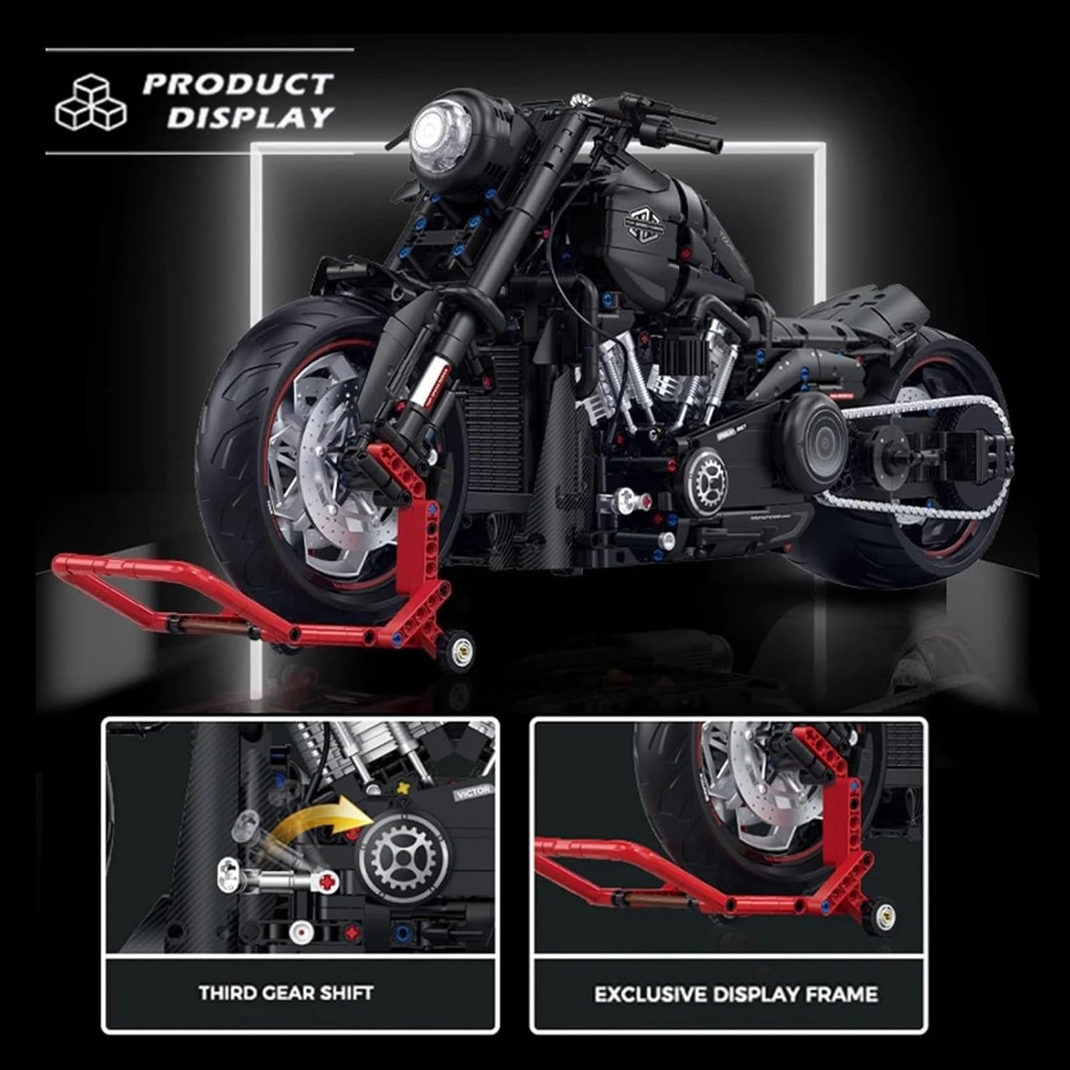 HTLNUZD 1/5 Motorcycle Model Building Blocks Set for Breaker Halei Technical Bricks Motorbike DIY Assembly Kit, Desk Decoration & Gift for Builders