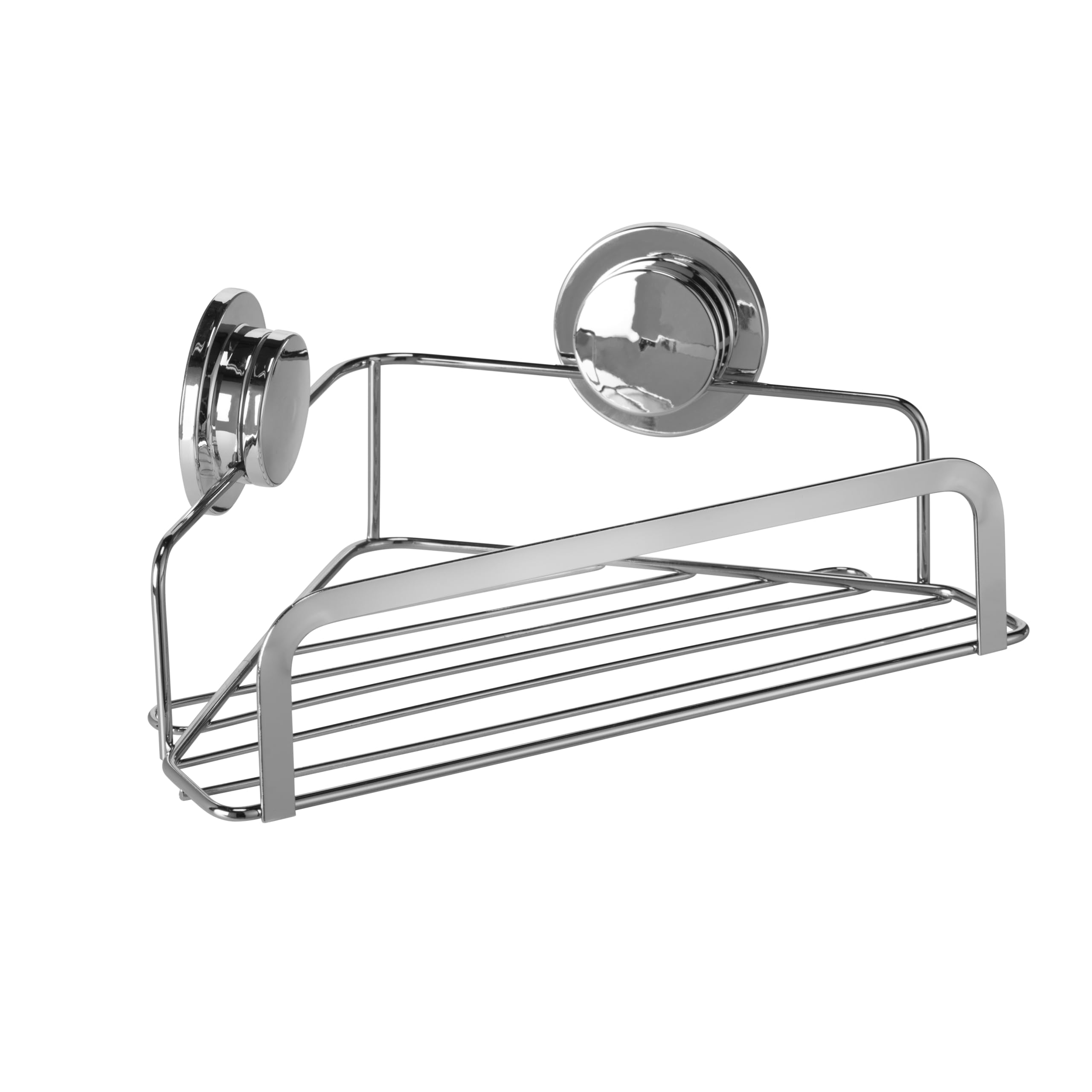 Croydex Stick 'n' Lock Bathroom Corner Basket - Rust Resistant Chrome Steel - Easy Installation No Drilling