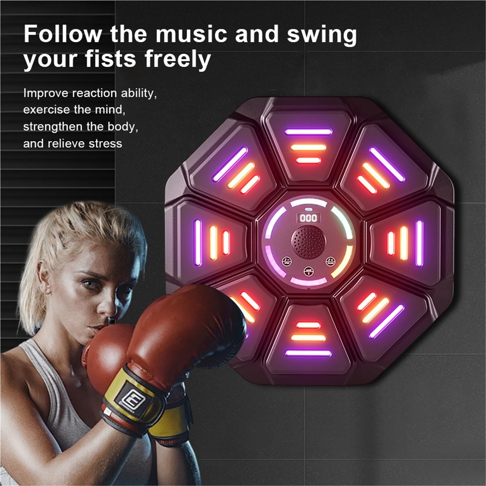 Entrenador de Boxeo Musical, Máquina De Boxeo con Música, Objetivo Pared para El Hogar, Dispositivo Entrenamiento Electrónico para Interiores Reacción para Niños Y Adultos