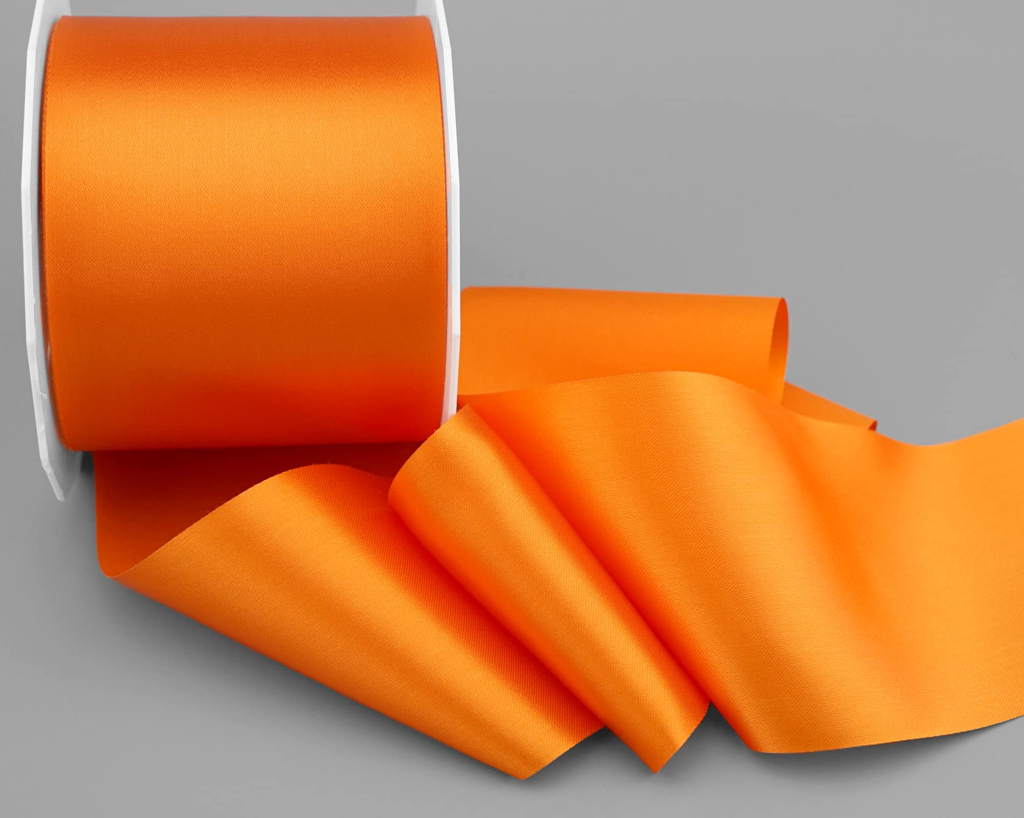 Cinta de satén Sophie naranja (620), 25 m x 72 mm, cinta de satén sin alambre, cinta ancha y suave para decoración de mesa, con brillo unilateral