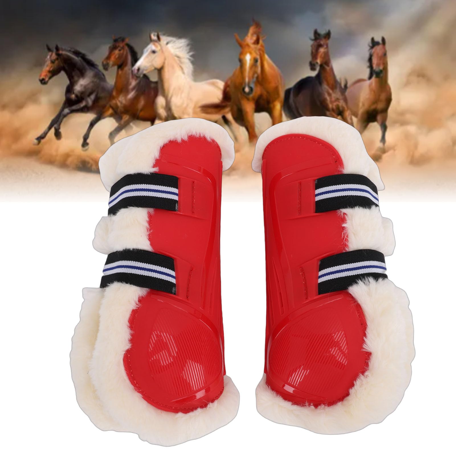 Benda Protettiva per Le Gambe del Cavallo, Guscio in PU Resistente, Fodera in Morbida Lana Sintetica, Design ergonomico del Contorno per Saltare Sangue Caldo, purosangue Medi e